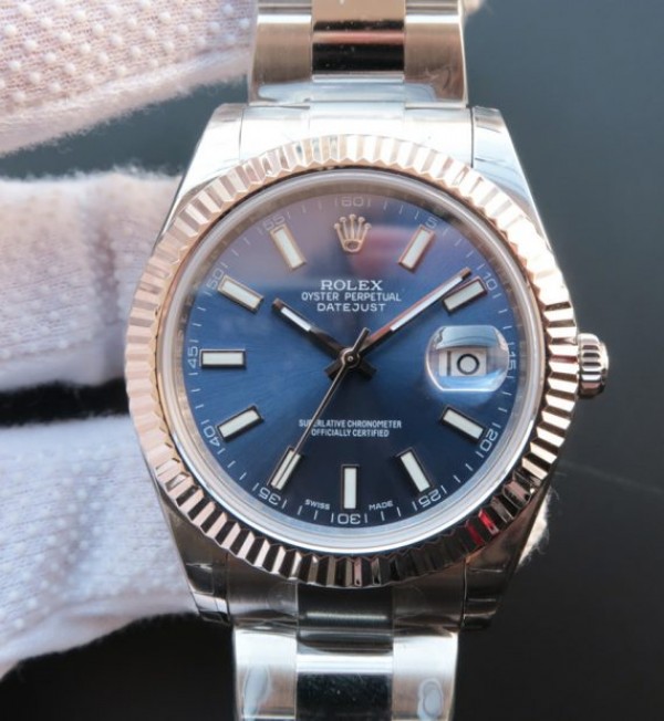 Replica Rolex DateJust II SS Fluted Bezel Blue Dial SS Bracelet A3136 - Elite Watch Atelier