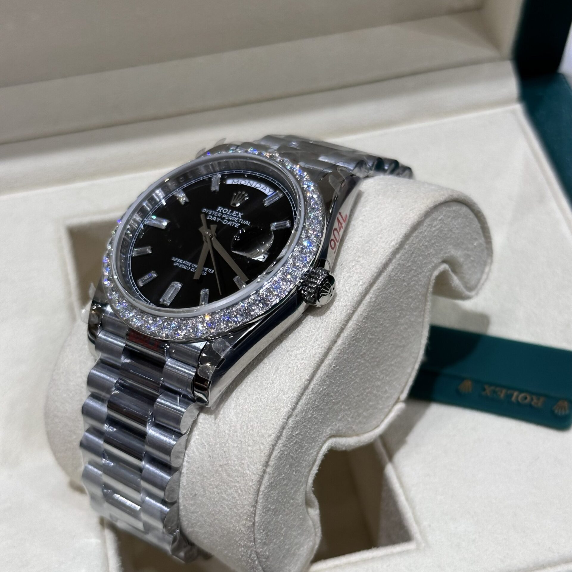 Rolex Replica Watch Day-Date 228236 Moissanite Diamond Black Dial 168gram GM V3 40mm - Top club