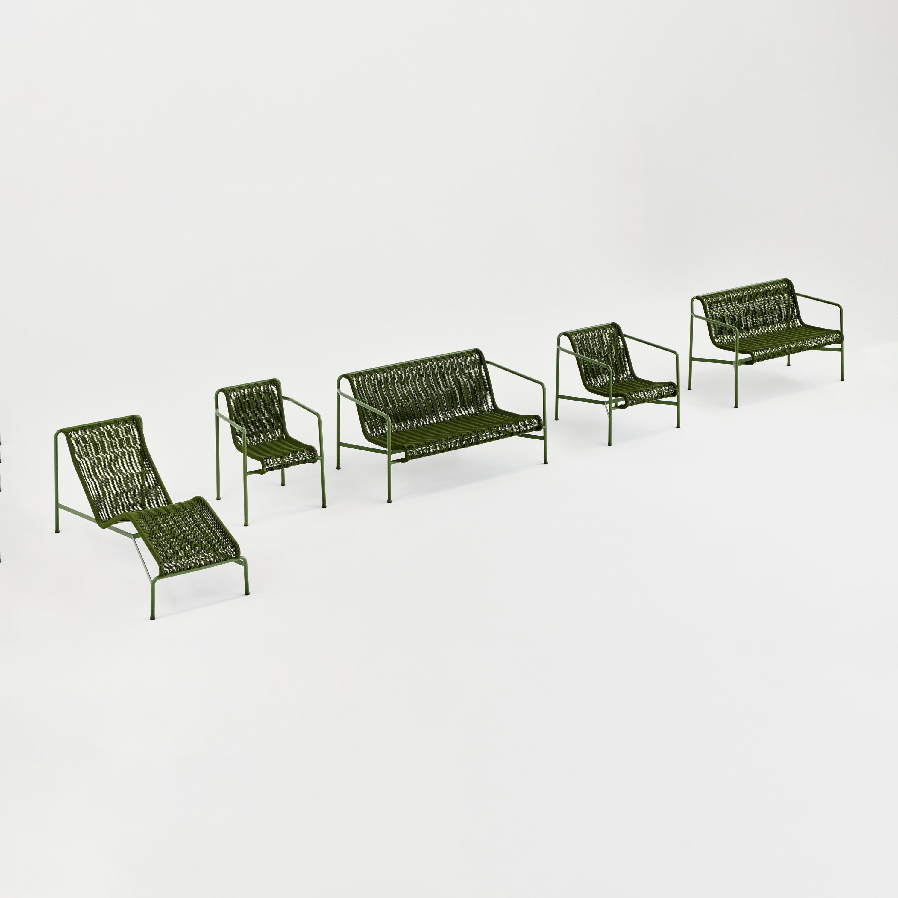 HAY Palissade Cord Lounge 2,5-zitsbank Low - Olijfgroen