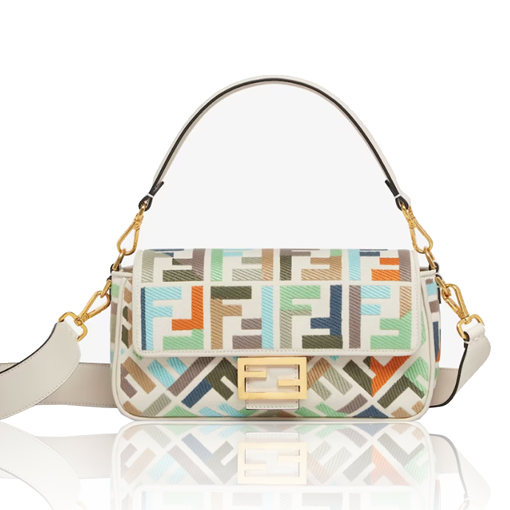 FENDI Baguette Multicolor canvas bag with FF embroidery (Replica) - Replicaclubs