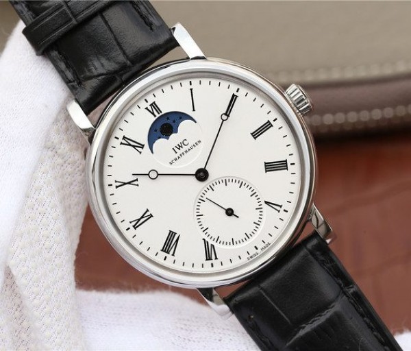 Replica IWC Vintage IW544805 White Dial Black Leather Strap - Elite Watch Atelier