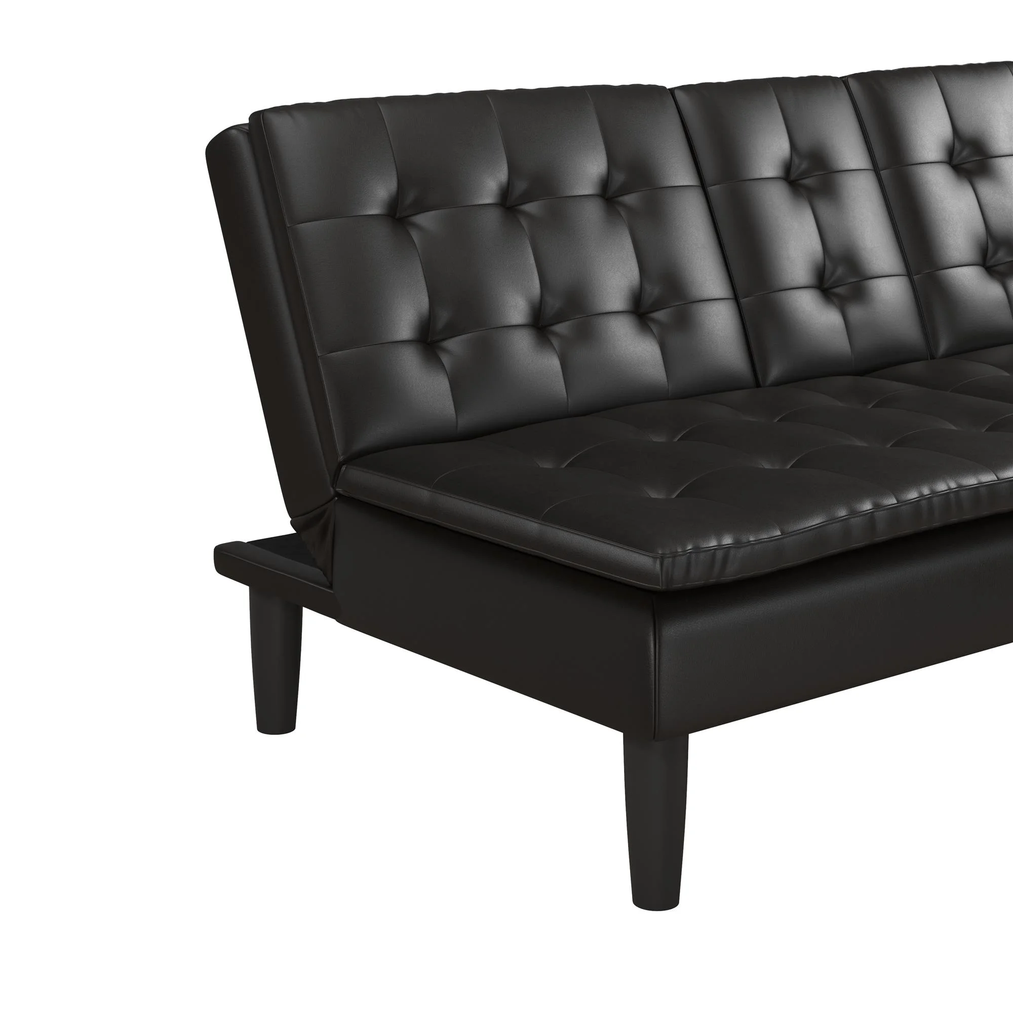 Mainstays Memory Foam 71.5" Futon with Cupholder and USB, Black Faux Leather - Image 20