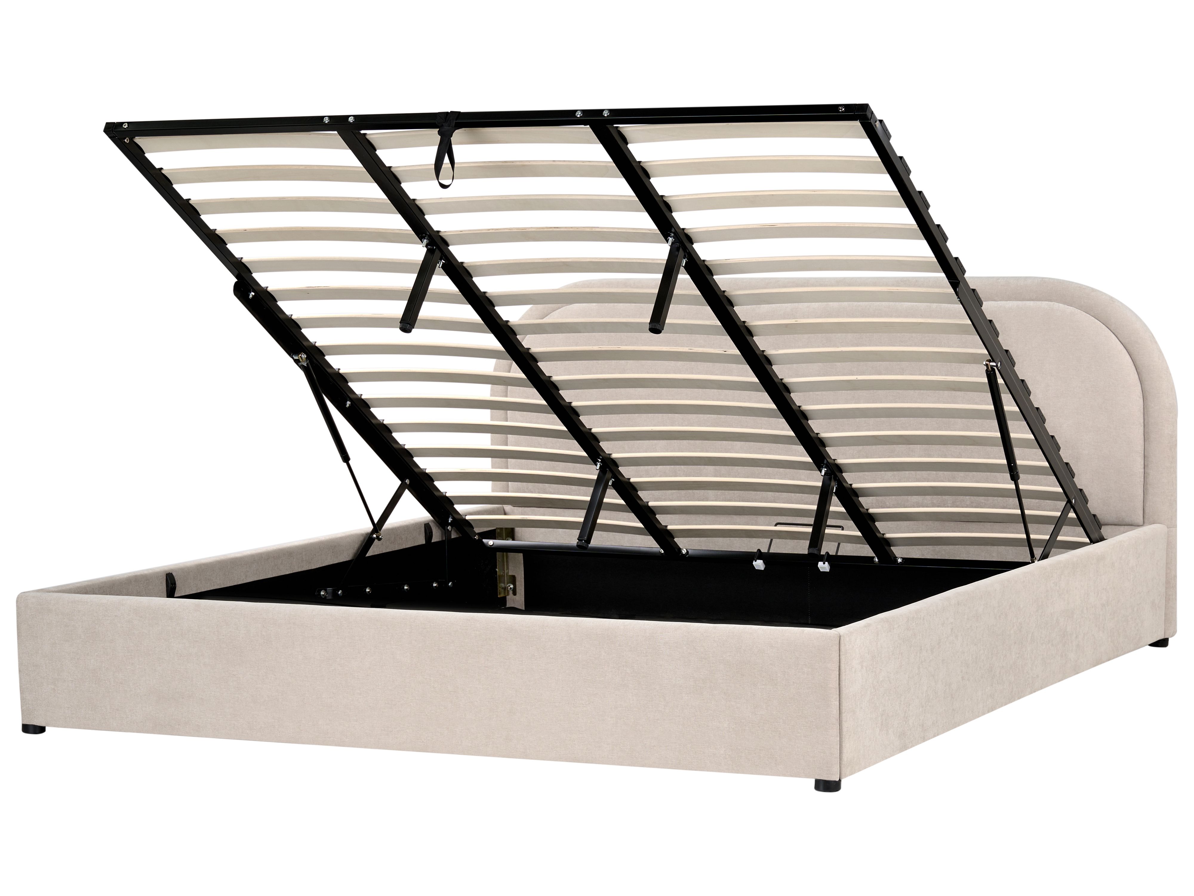Ottoman Bed Chenille QUILLIEN 180 x 200 cm (EU Super King) Light Beige