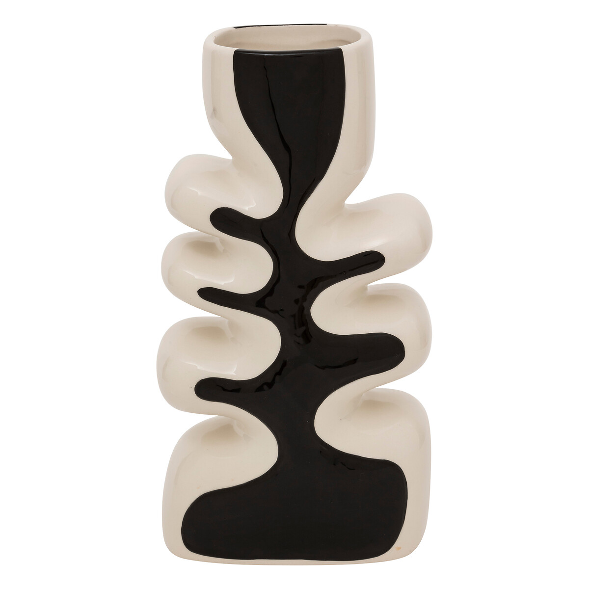 Wave vase "Twis" Ceramic, Black & White, H.28 cm