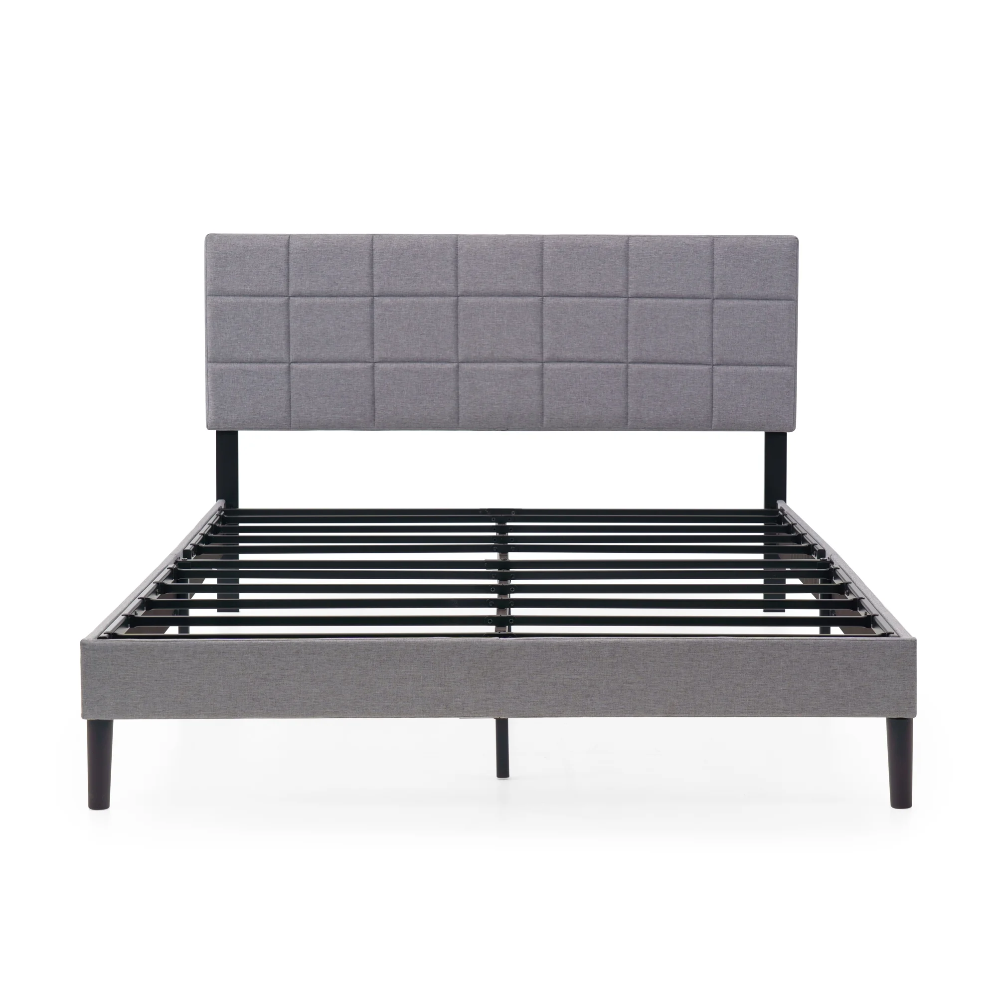 Mainstays Upholstered Platform Bed, No Box Spring Needed, Gray, Queen - Image 11