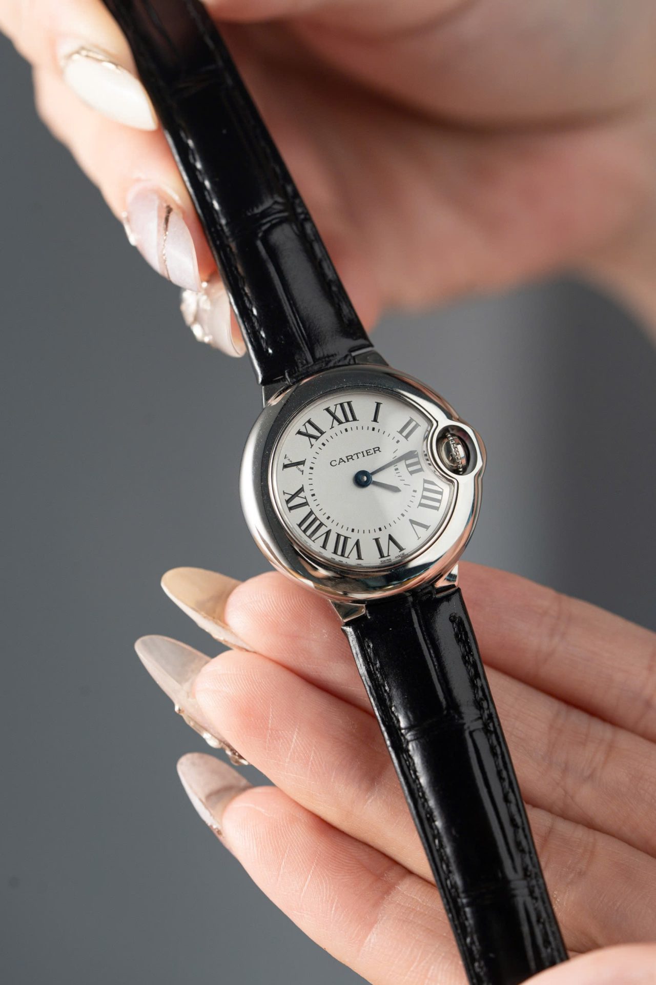 Cartier Ballon Bleu Women s Replica 11 Watch White Dial Black Leather Strap 28mm - Top club
