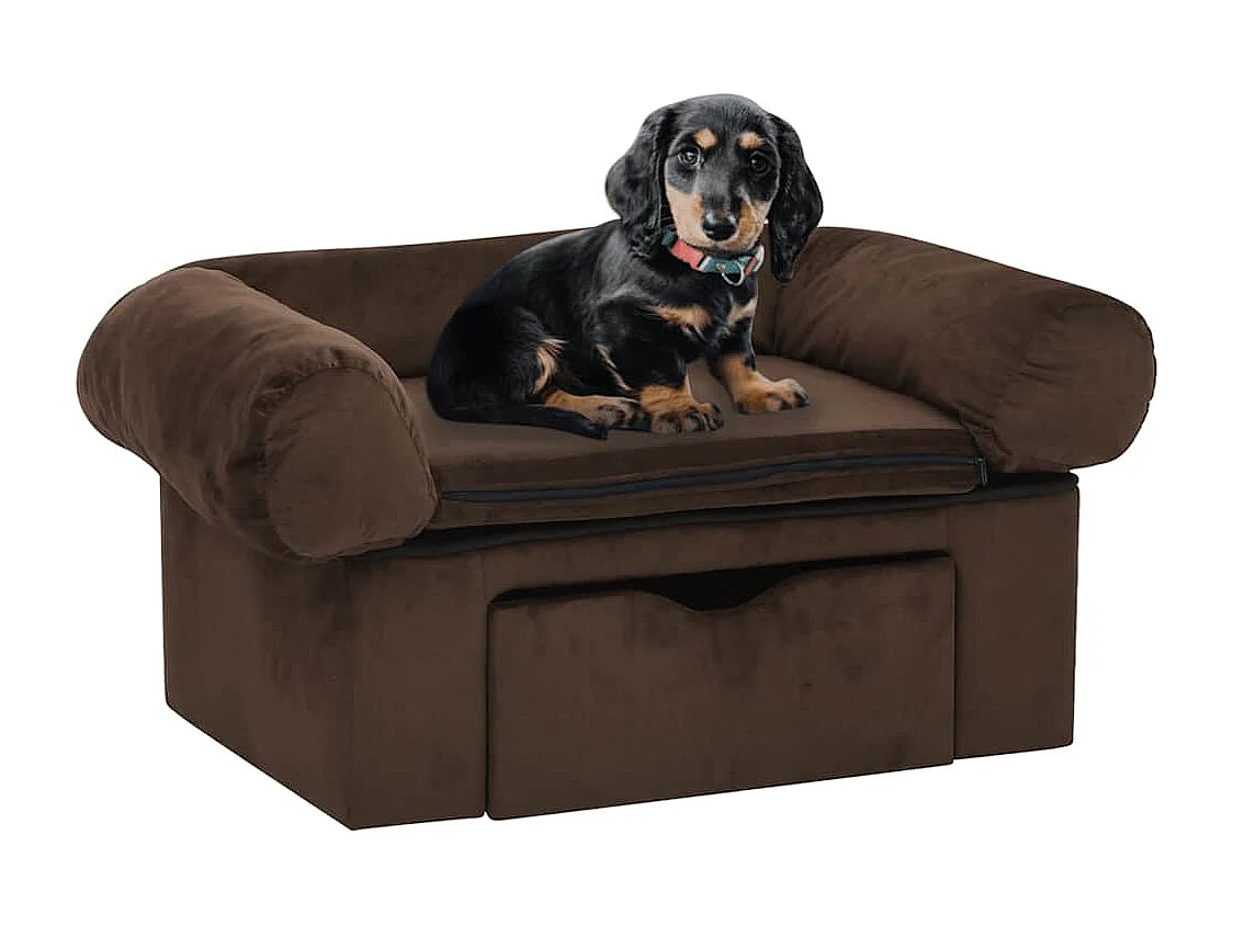Canapé pour chien avec tiroir Marron 75x50x38 cm Peluche