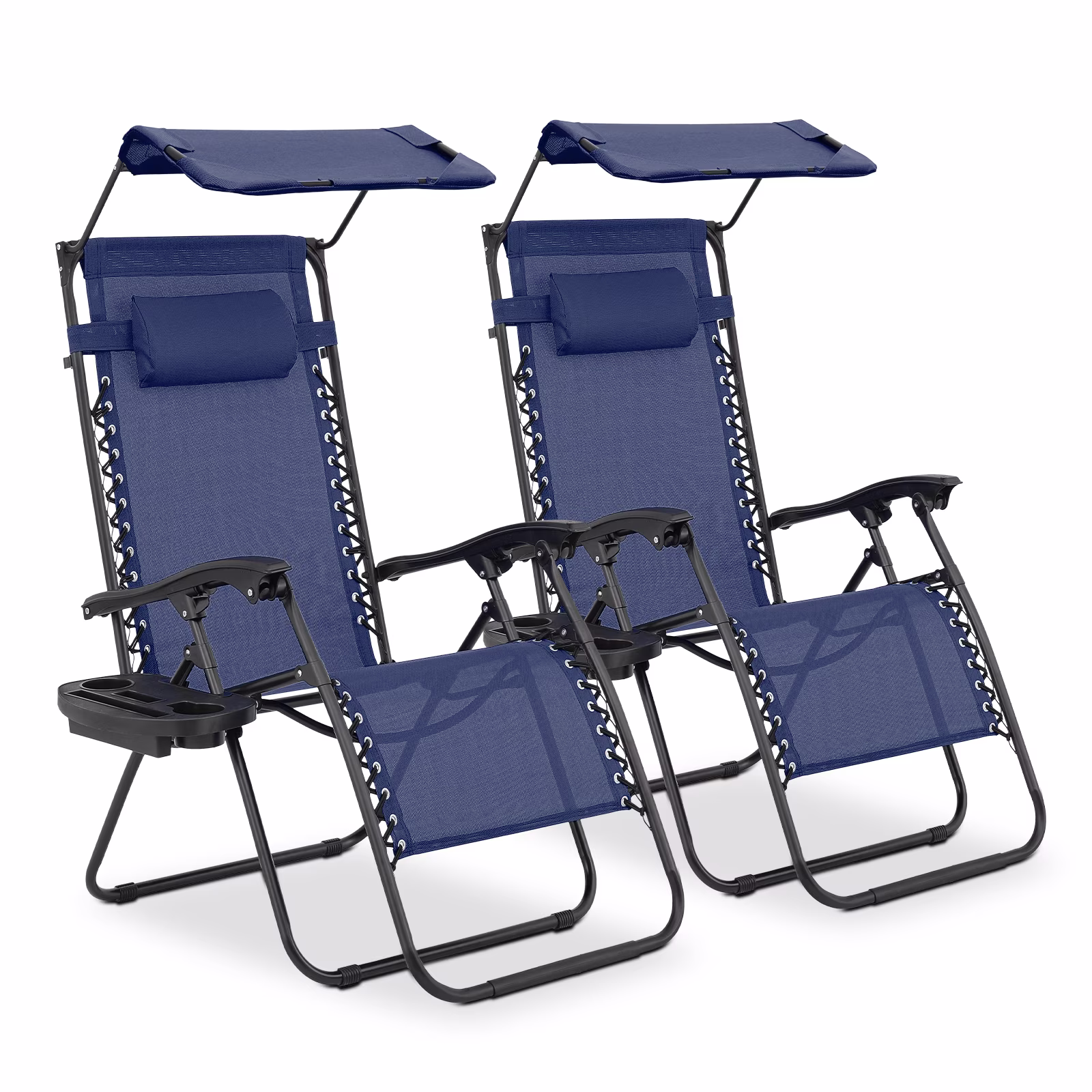 MoNiBloom Zero Gravity Reclining Chairs Set Of 2 With Canopy Shade And Headrest, Black - 330 lbs - Image 11 MoNiBloom Zero Gravity Reclining Chairs Set Of 2 With Canopy Shade And Headrest, Black - 330 lbs - Image 11