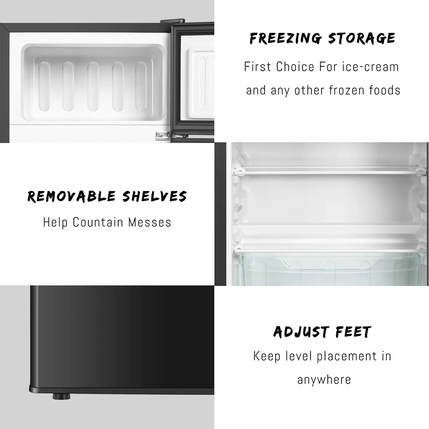 Kcpolre Pink Mini Fridge with Freezer 3.2 Cu.ft Refrigerators, Adjustable Glass Shelves, Quiet Dual Door Dorm Fridge for Bedroom, College, Office - Image 13