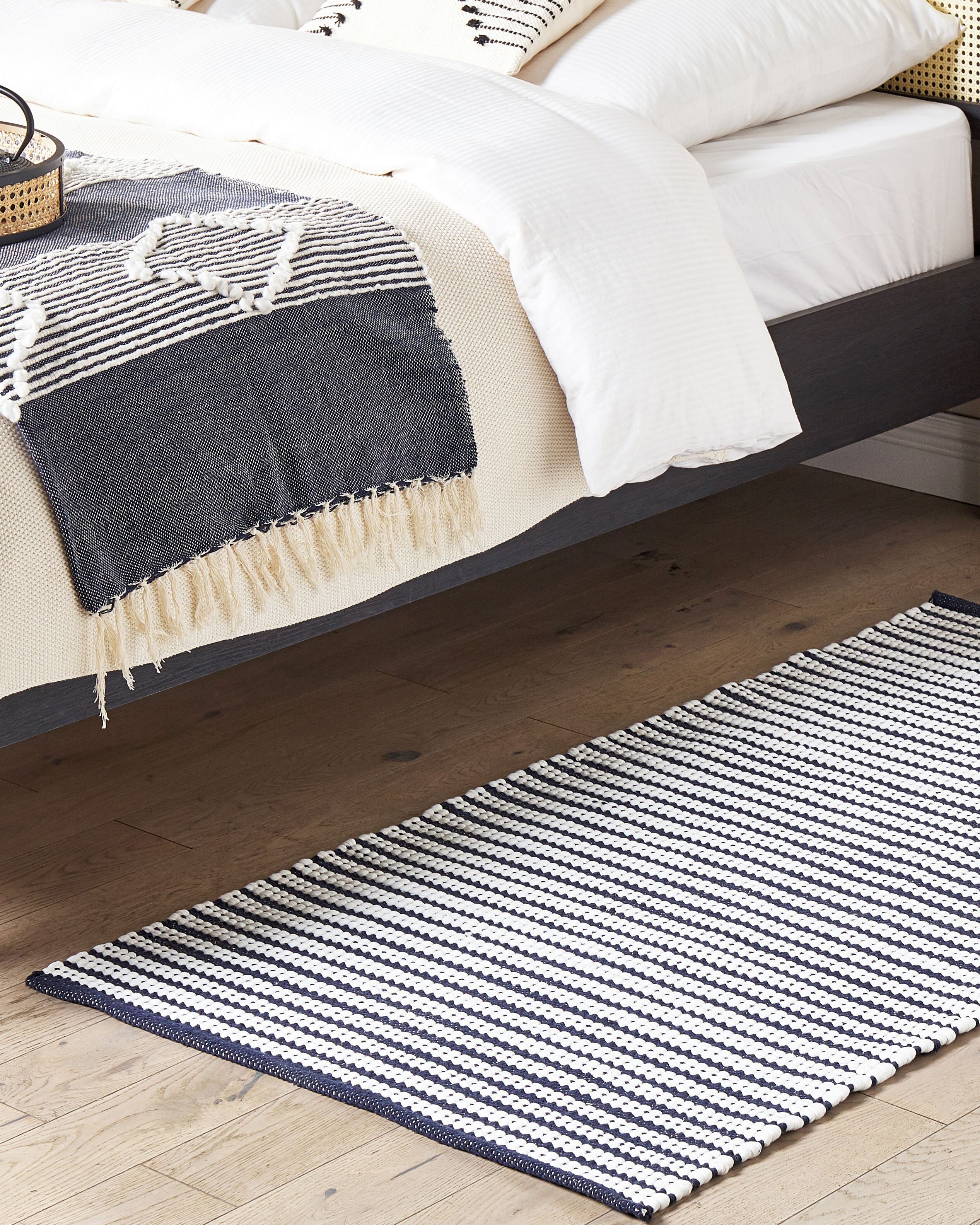 Rug SOFULU Navy Blue 80 x 150 cm Cotton