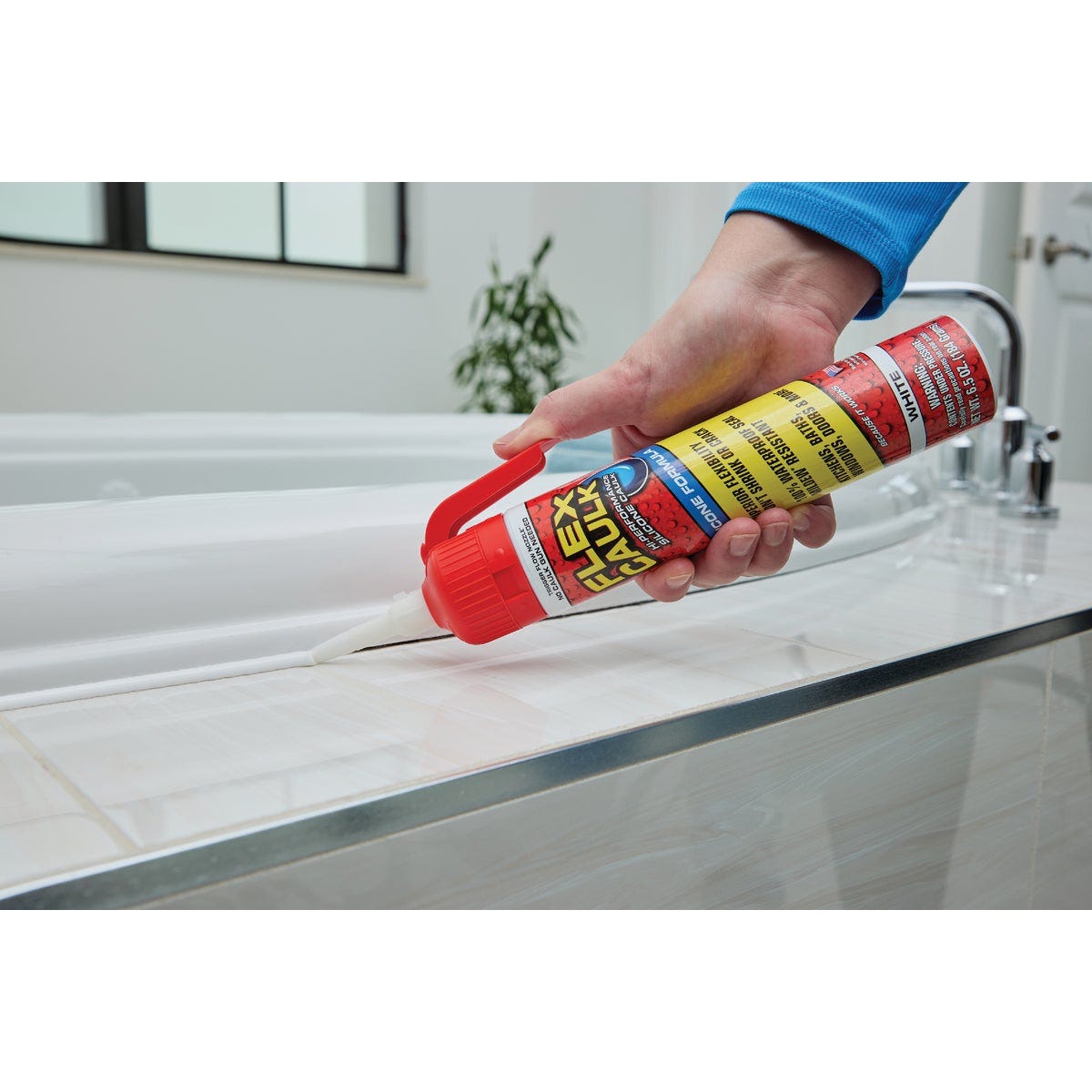 Flex Caulk 6.5 Oz. White Silicone Caulk Cartridge With Adjustable Nozzle
