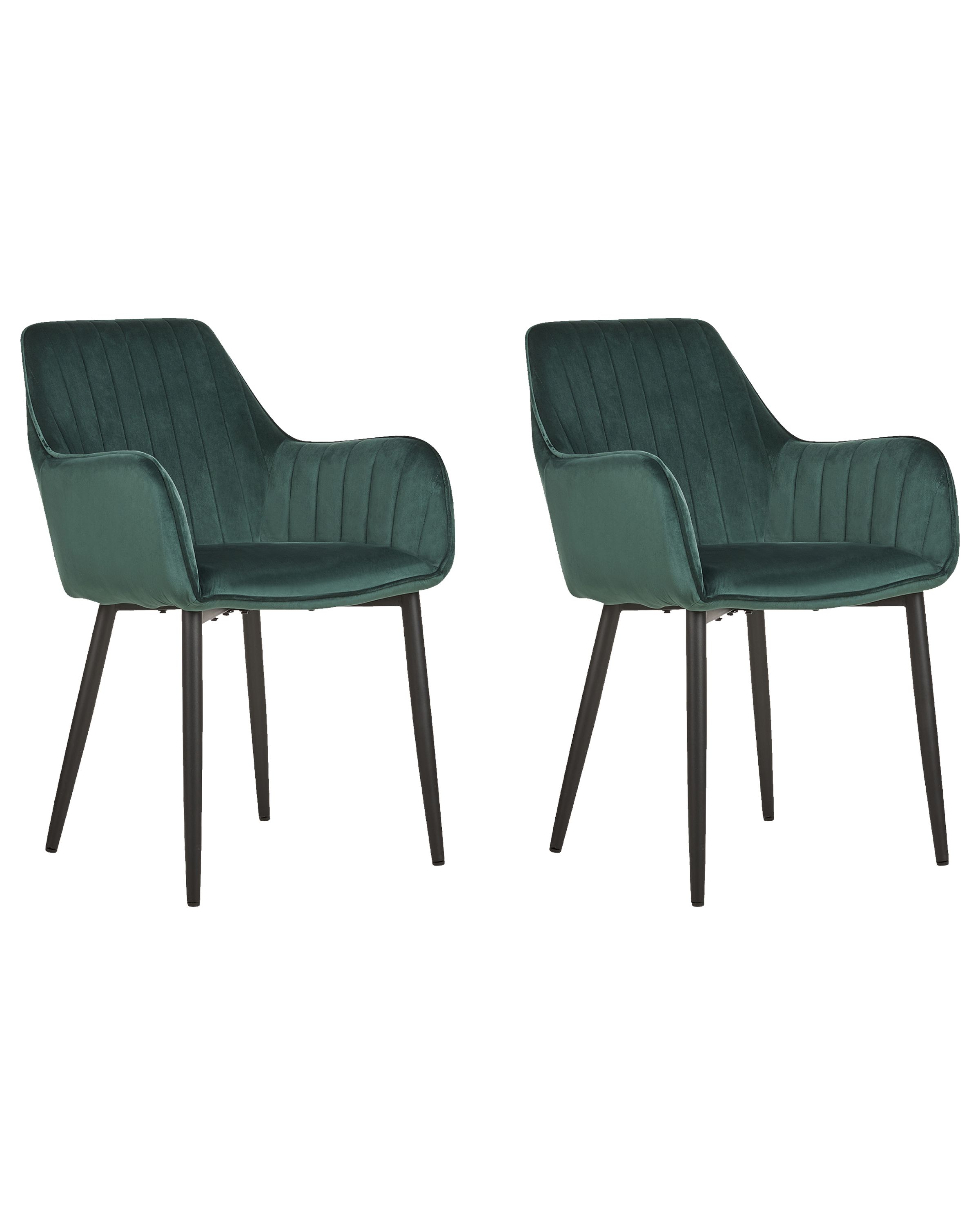 Set of 2 Dining Chairs WELLSTON Velvet Dark Green