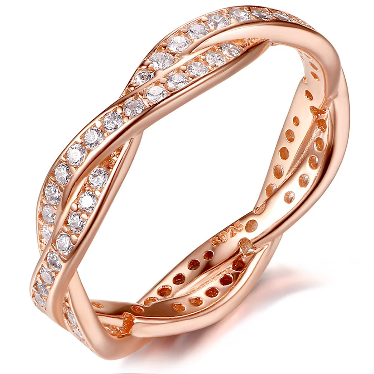 925 Sterling Silver Rose Gold-Plated Engagement Wedding Rings with Cubic Zirconia,Promise Rings for her