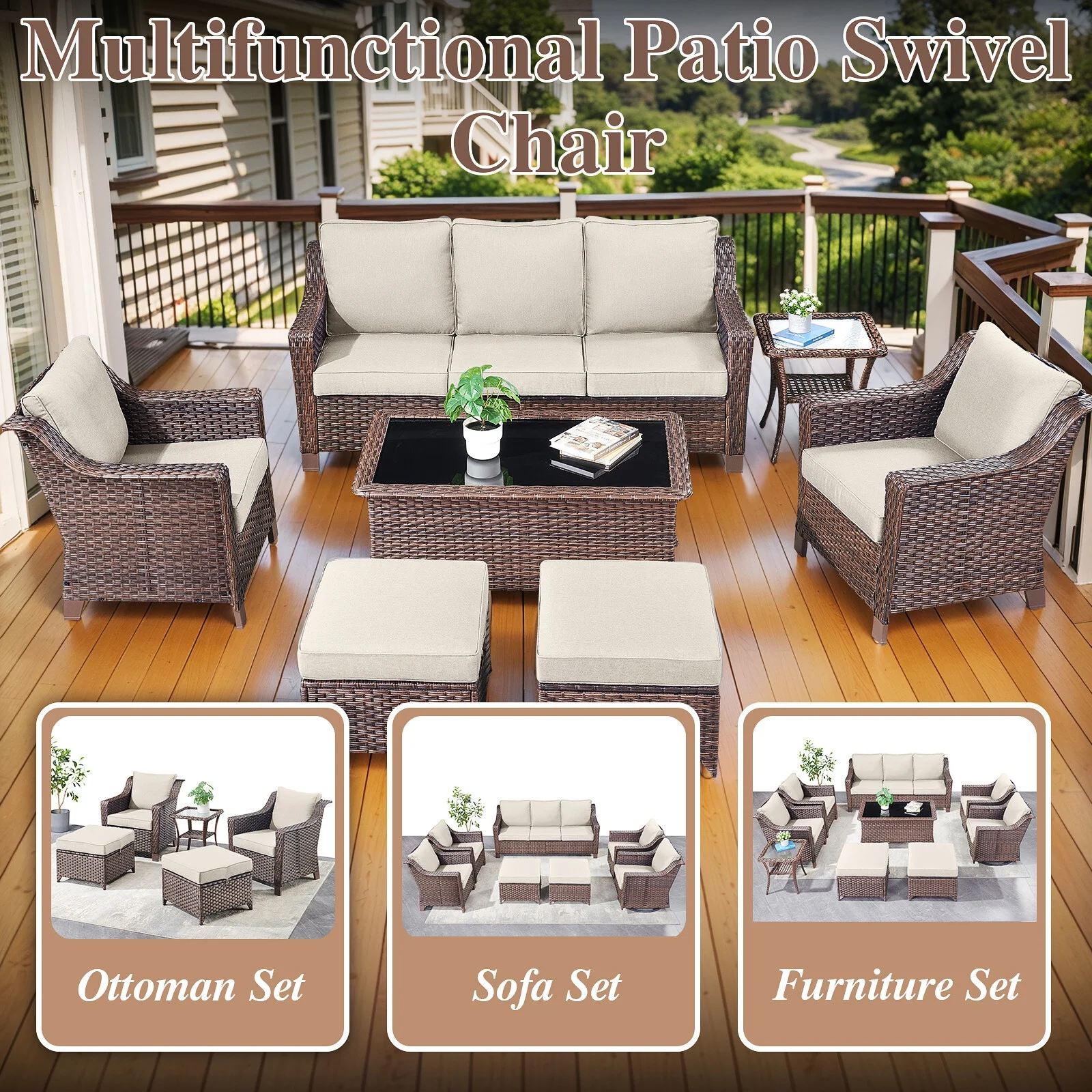 Bellefurn Outdoor Wicker Patio Chairs Set of 2 with Side Table,All-Weather Wicker Rattan Chairs Patio Furniture Chairs for Porch Balcony Backyard Yard Deck - Image 10