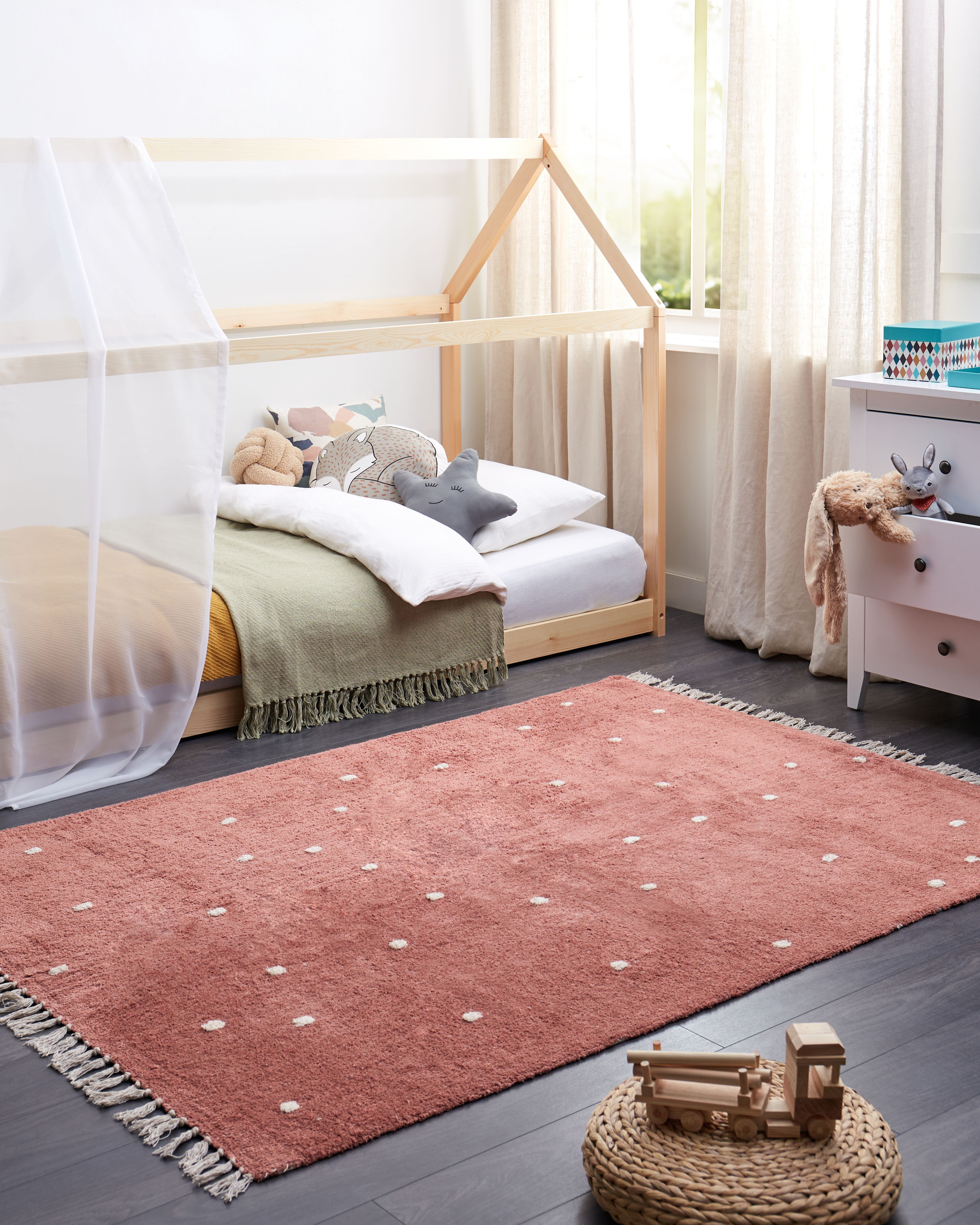 Rug ASTAF Light Red 140 x 200 cm Cotton