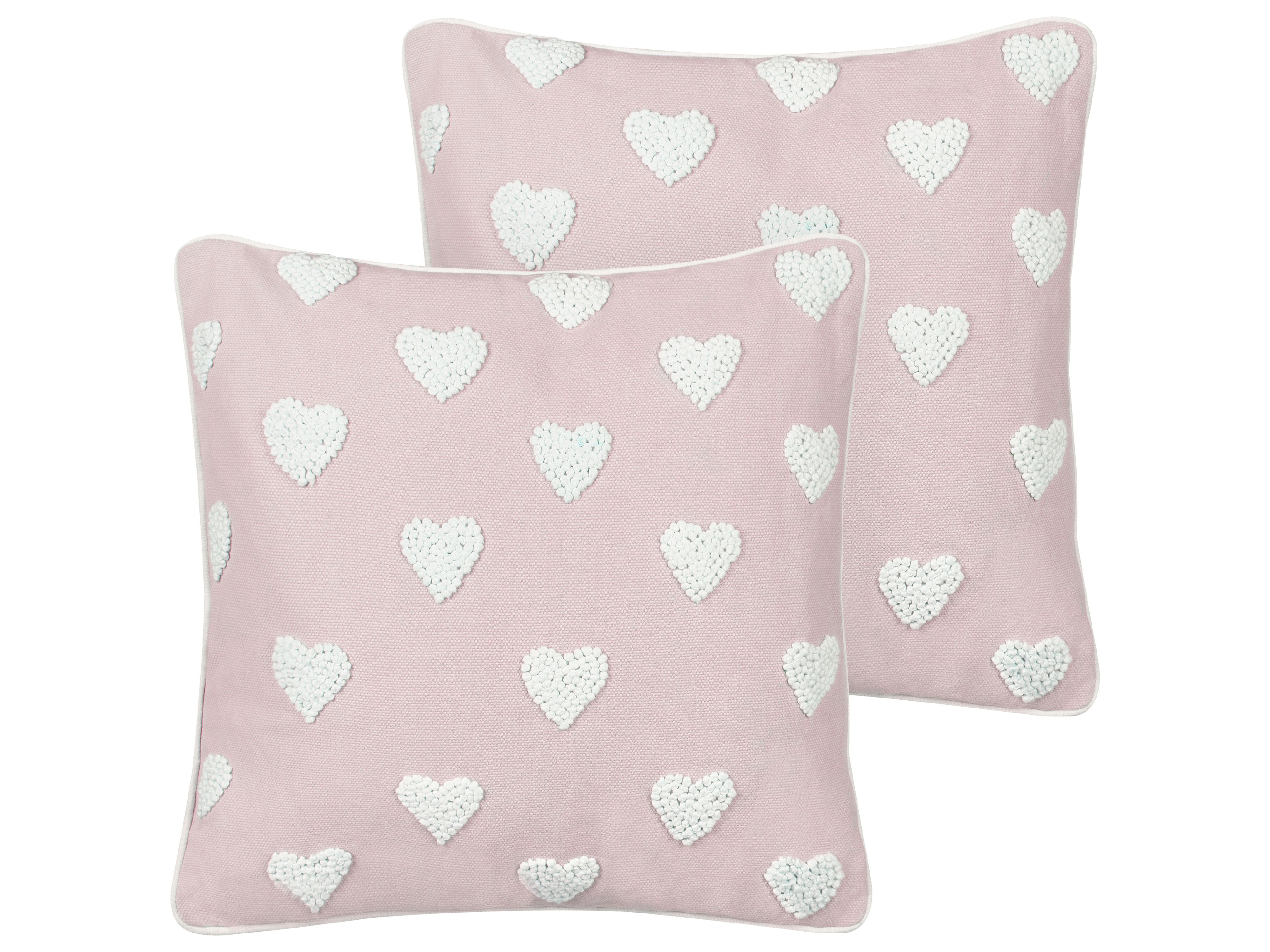 Set of 2 Decorative Cushions GAZANIA Cotton 45 x 45 cm Pastel Pink