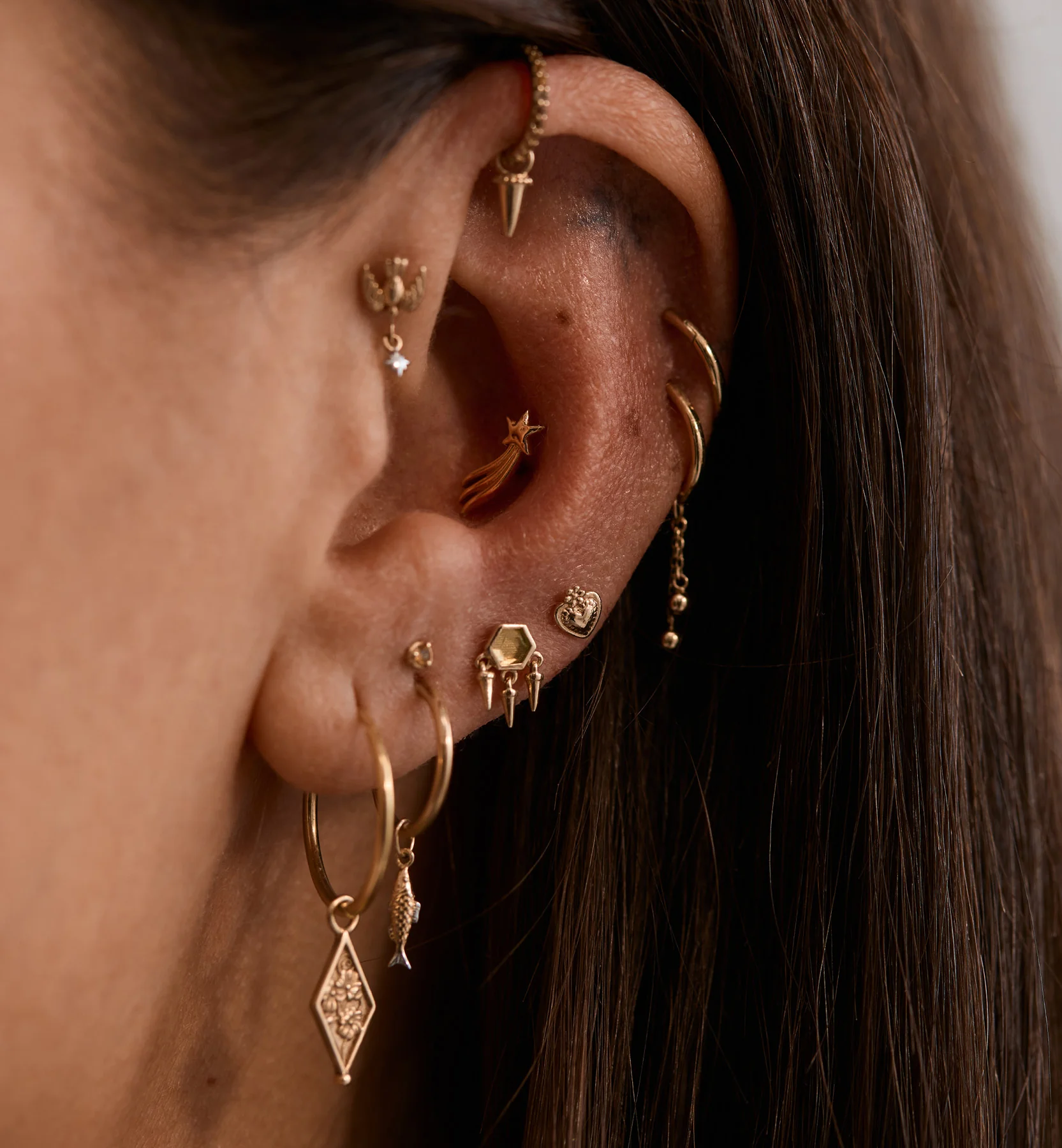 Single Whimsical Love Stud Earring 14K