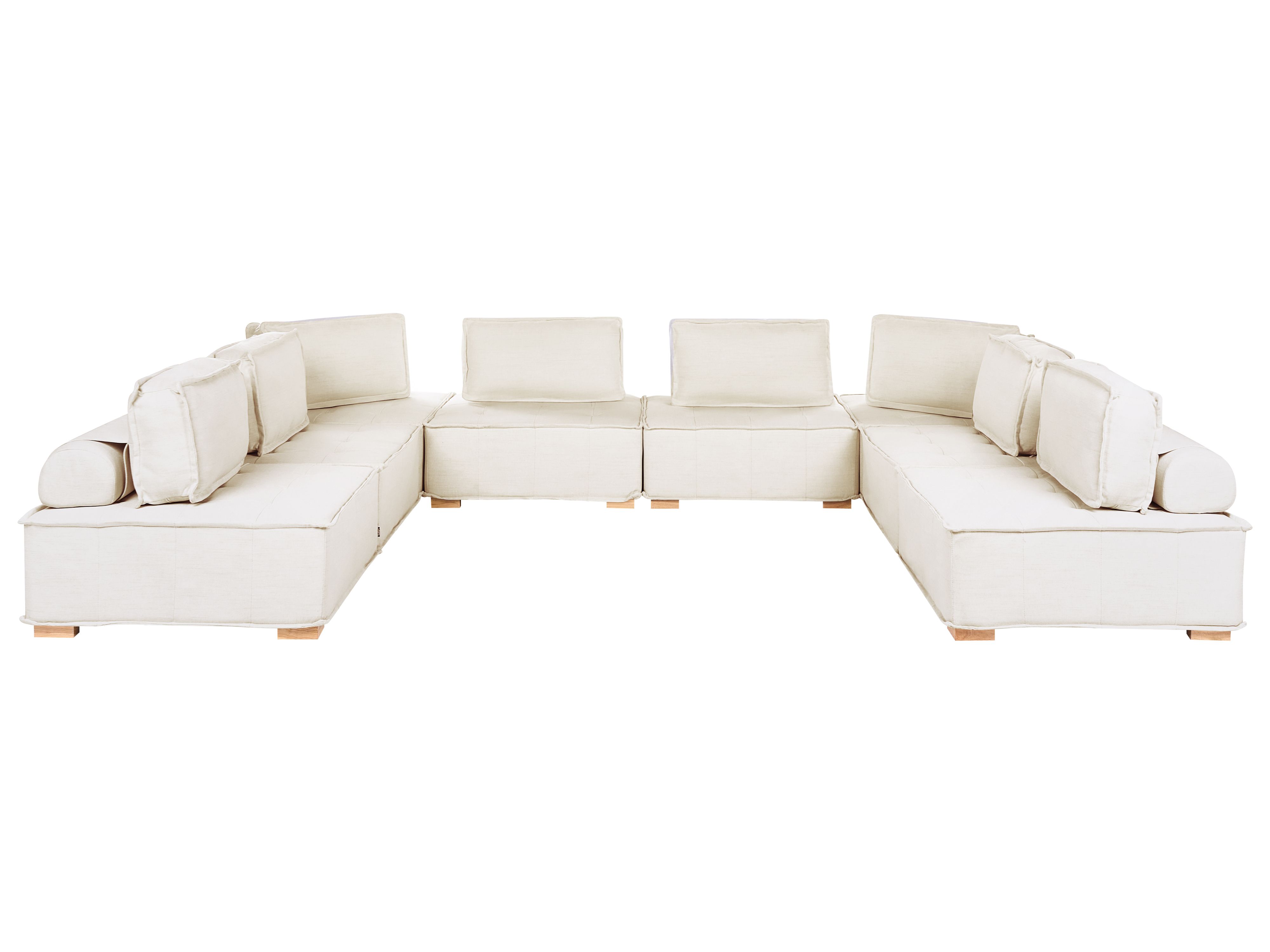 Modular U-Shape Sofa 8 Seater TIBRO Fabric Off-White