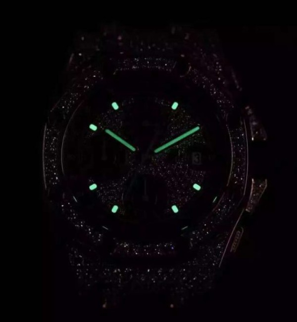 Replica Audemars Piguet JF Royal Oak Offshore RG Full Paved Diamonds Leather Strap A7750 - Top club