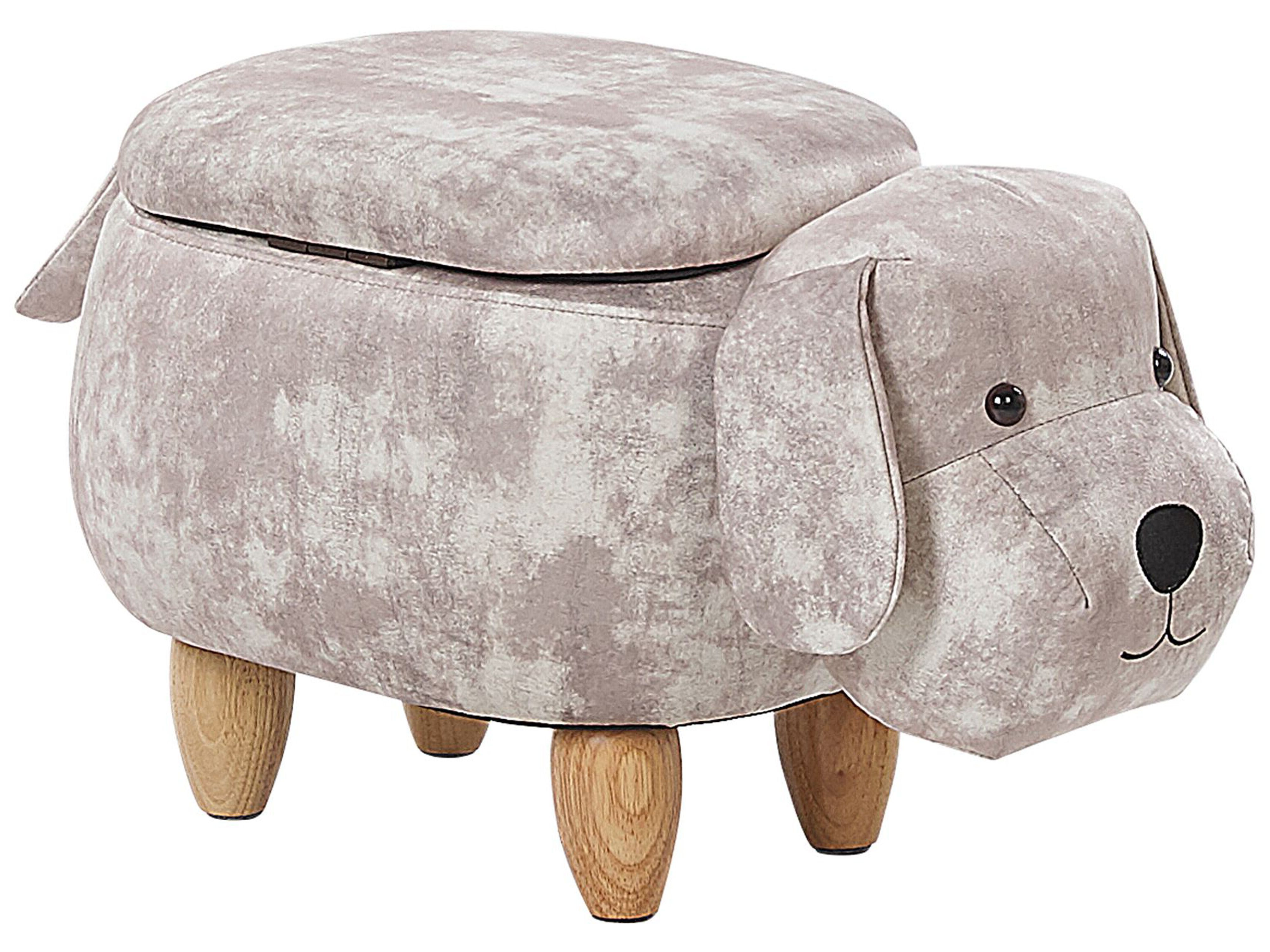 Storage Animal Stool DOGGY Velvet Beige Dog