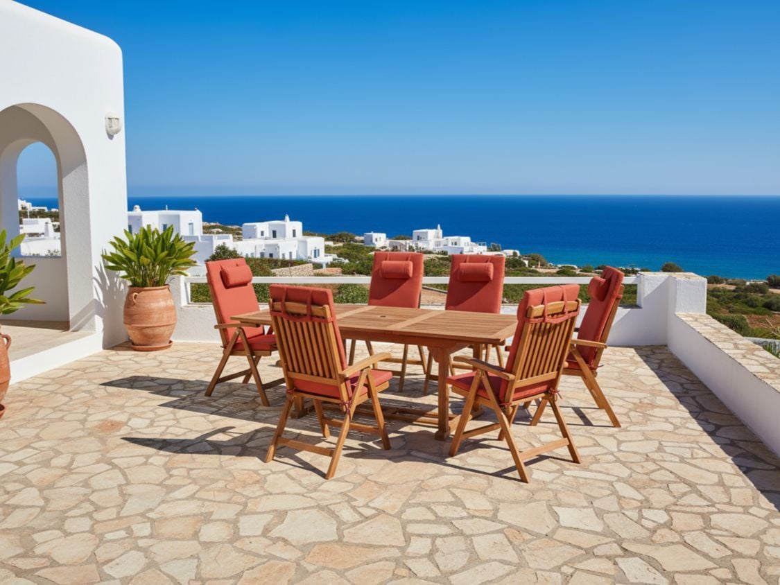 Garden Dining Set 6 Seater JAVA PREMIUM Acacia Wood Red
