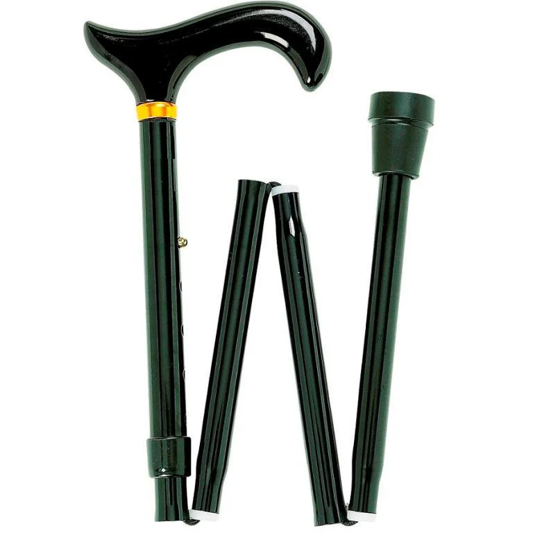 Black Folding Adjustable Cane With Derby Handle - Abilene Artificial Limb