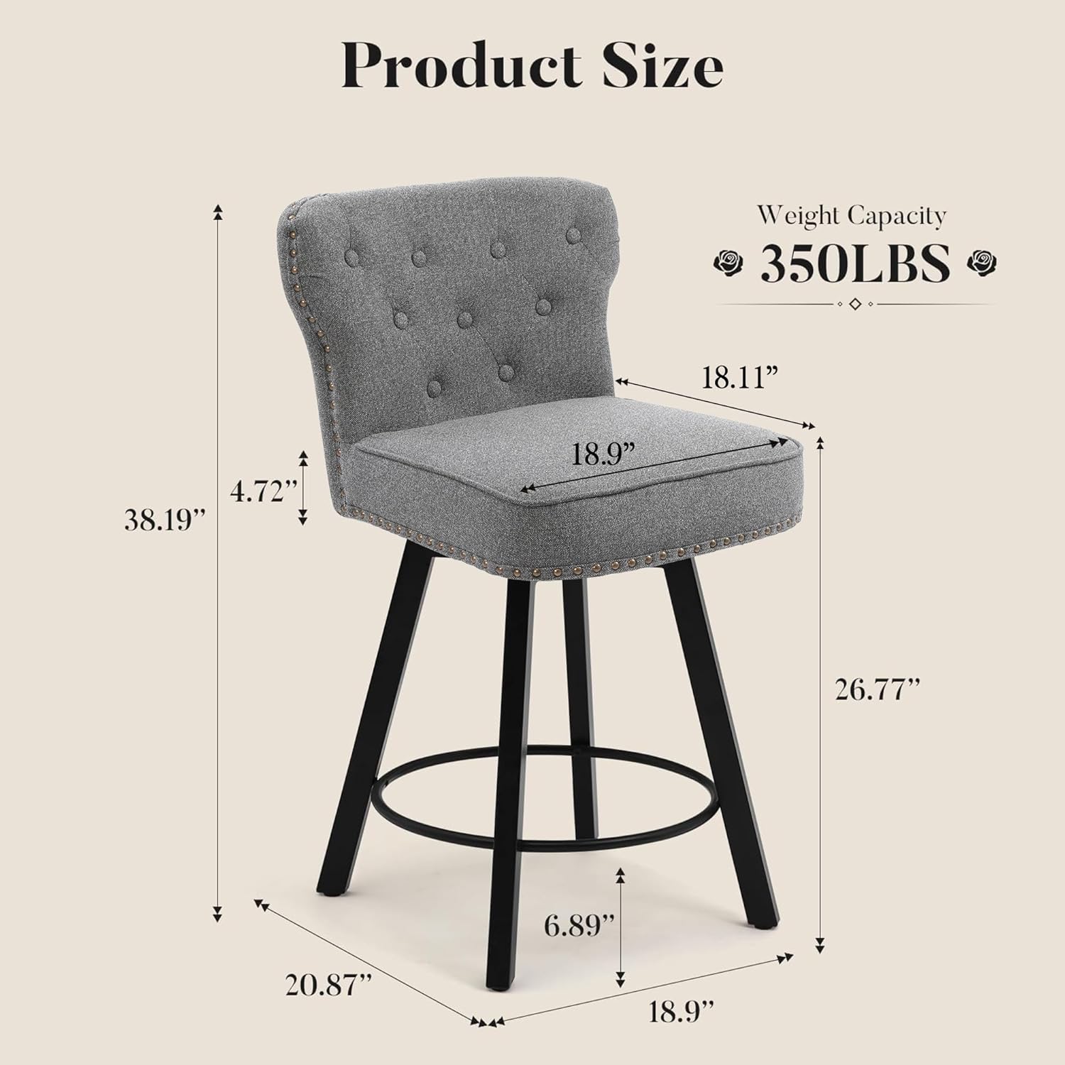 Counter Height Bar Stools Set of 2, 26