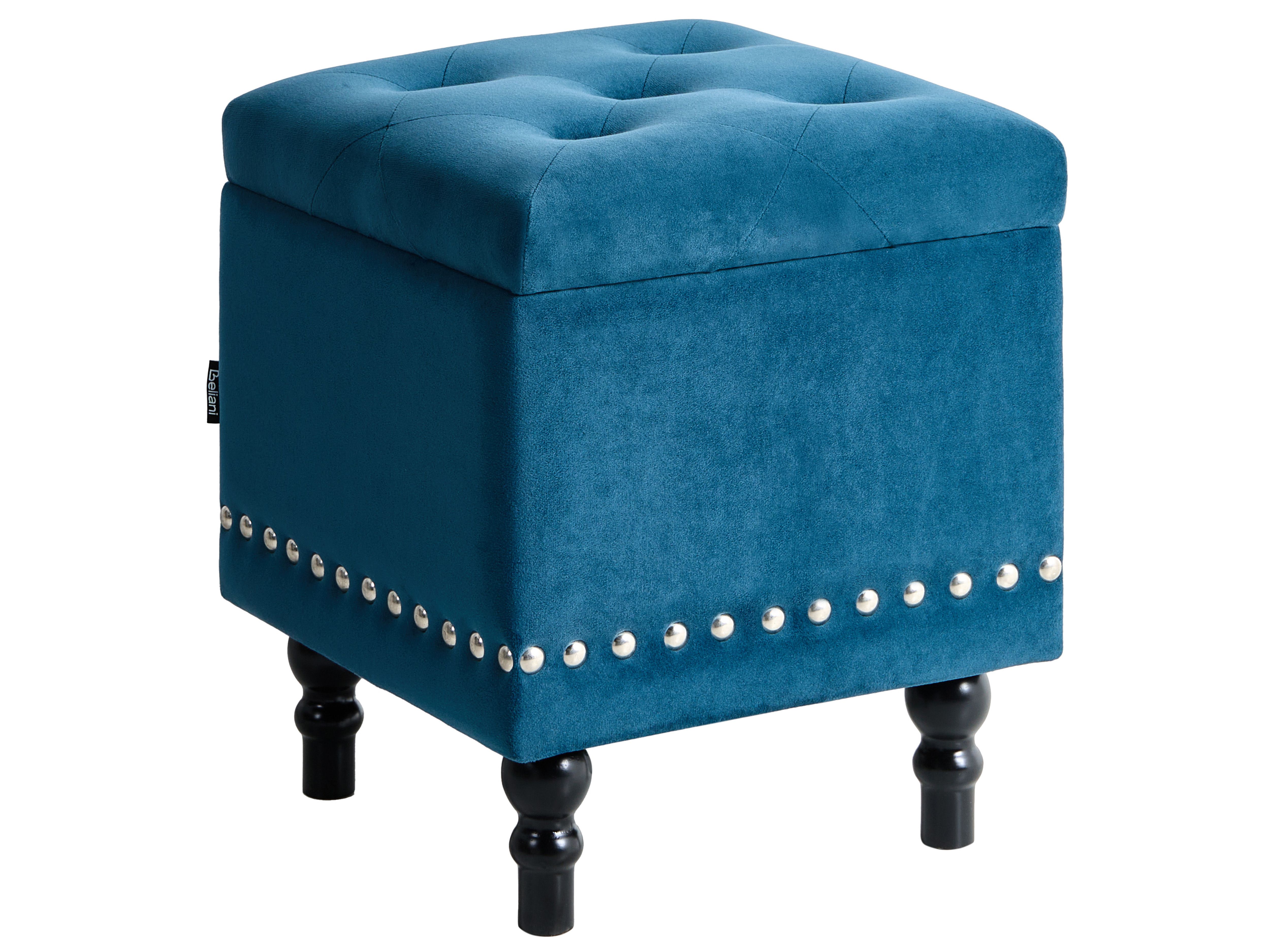 Storage Pouffe LORETTO Velvet Dark Blue
