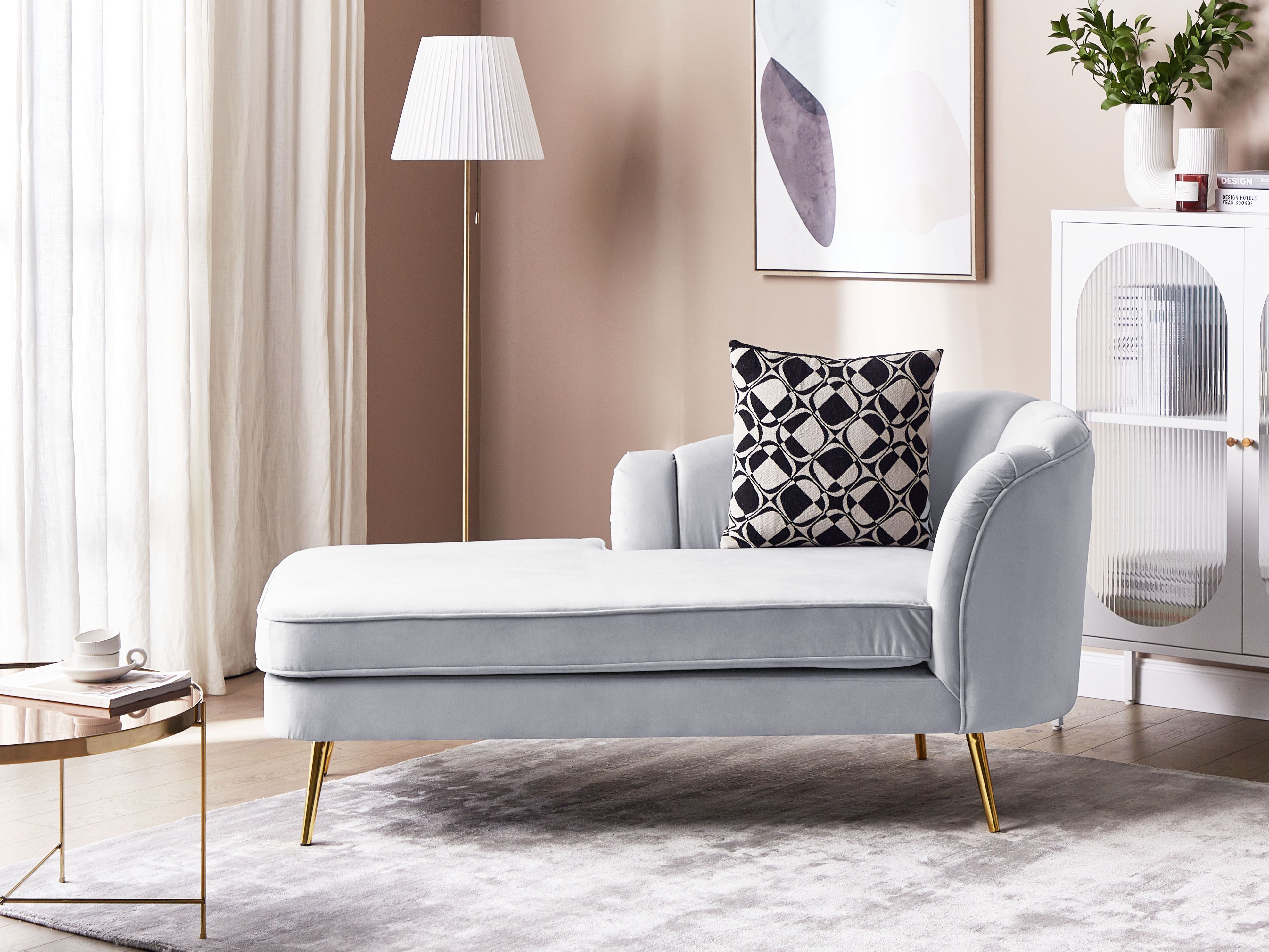 Right-Hand Chaise Lounge ALLIER Velvet Light Grey