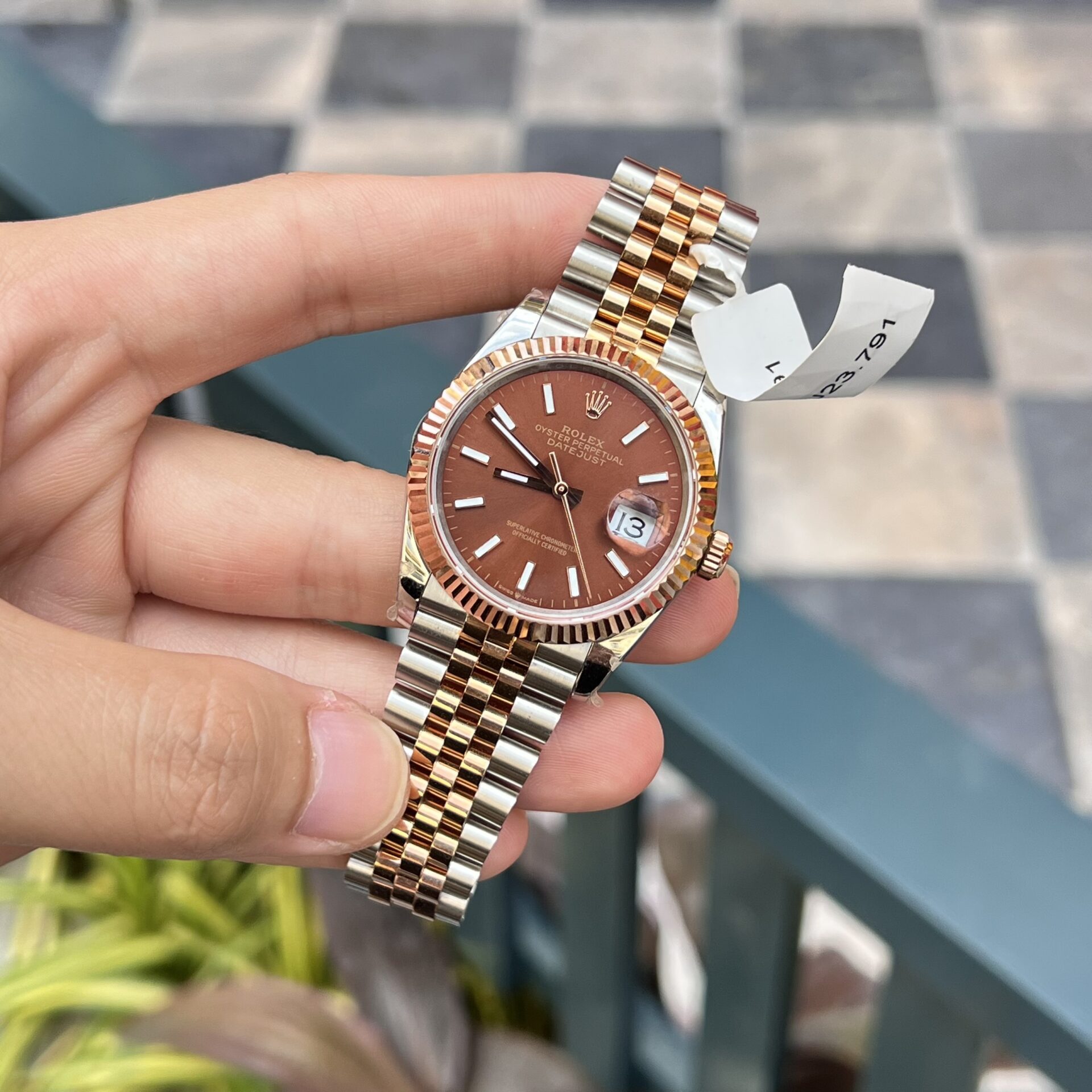 Rolex DateJust Gold Wrapped Chocolate Dial Replica Watch Luminous Markers GMF 36mm - Elite Watch Atelier