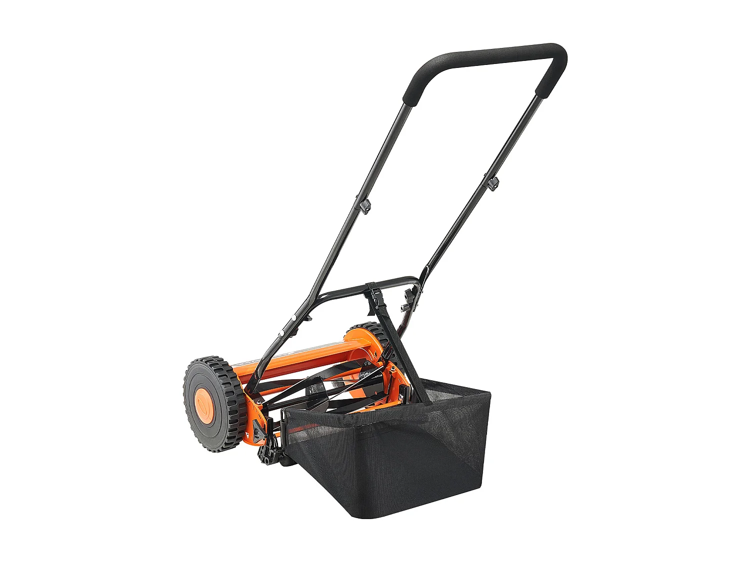 Tondeuse à Gazon SucceBuy Manuelle, Largeur de Coupe 35cm, 5 Lames en Acier, Hauteur de Coupe Ajustable de 1.5 à 4.5 cm, Équipée d'un Bac de Ramassage