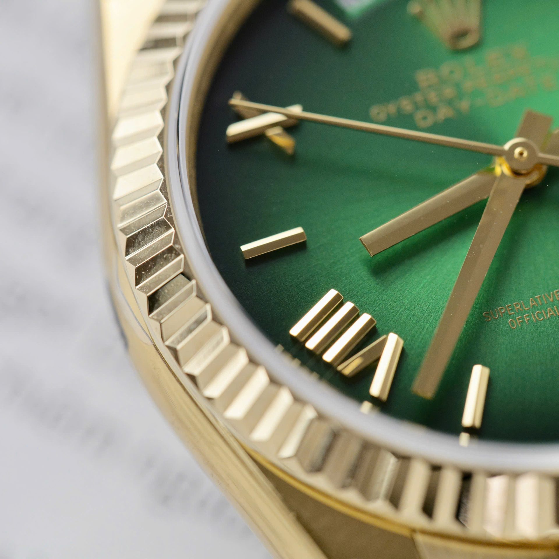 Rolex Day-Date 128238 Replica Watch Green Ombre Dial Weight 158gram QF 36mm - Top club
