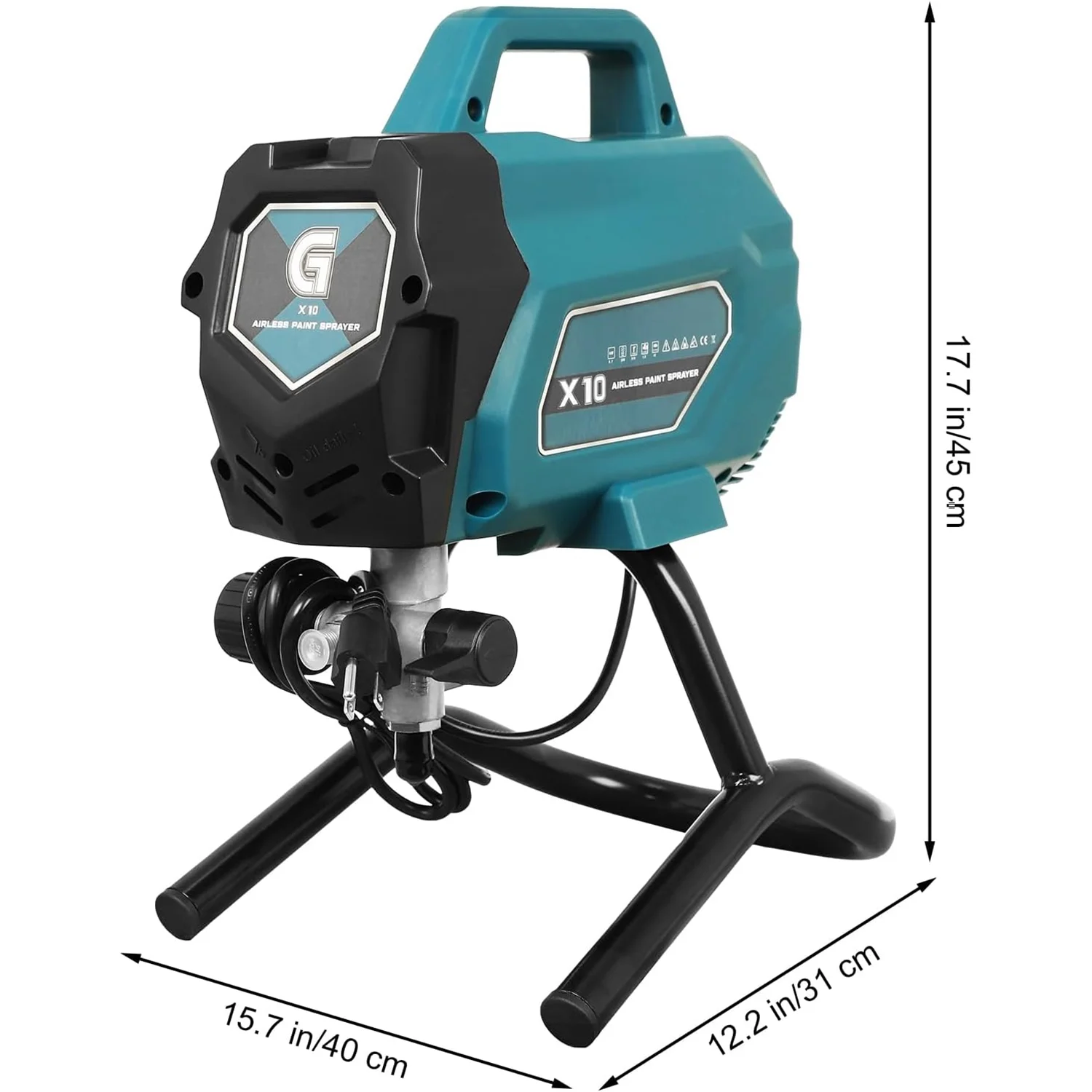 Telyswee 750W Airless Paint Sprayer, 3300 PSI Stand Airless Sprayer, High Efficiency Electric Paint Sprayer for Up to 10 Gallon DIY Painting Projects House Exterior Fence Deck