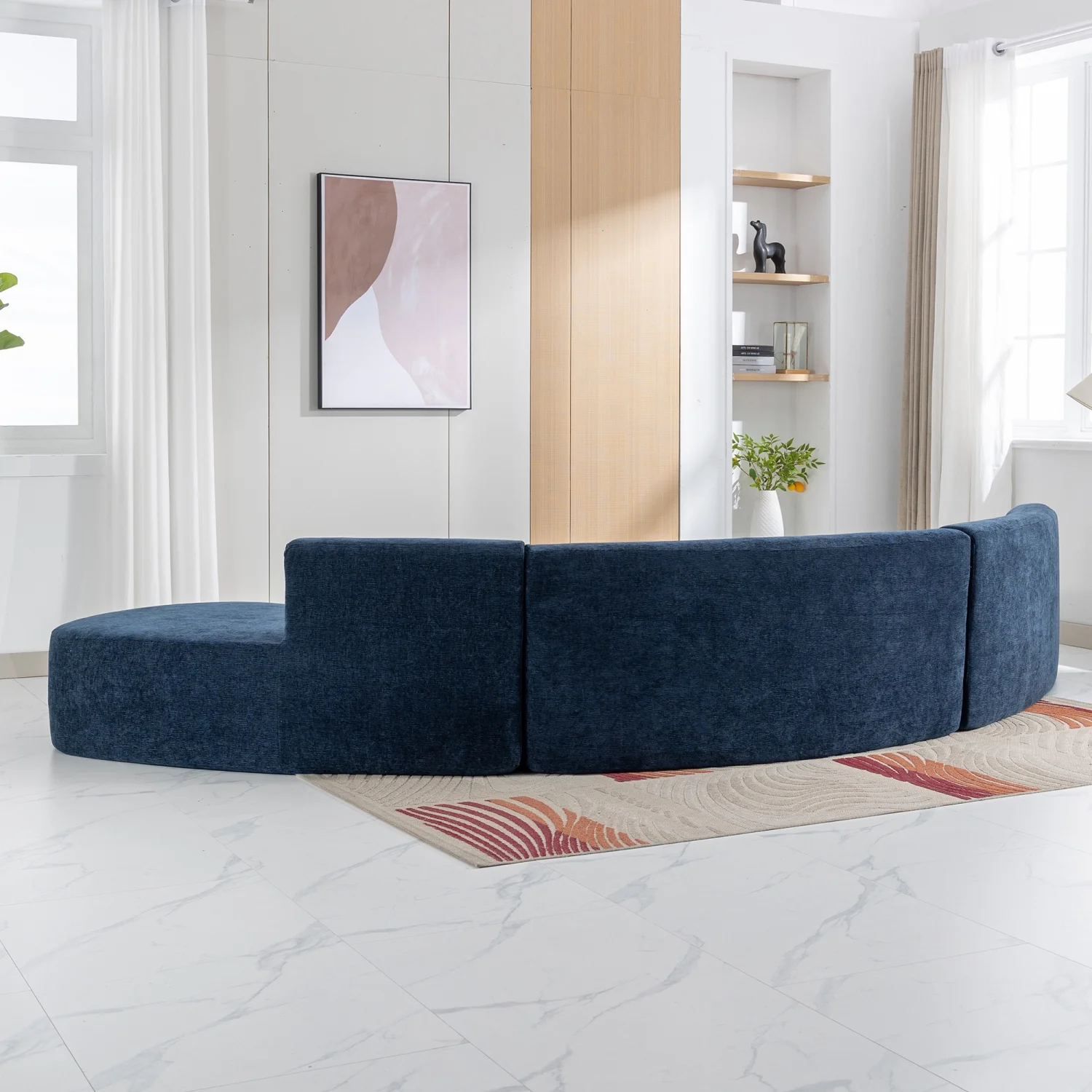 Harper & Bright Designs Modern Curved Floor Sofa Set, Modular Sectional Sponge Couch for Living Room, 2 PC Free Combination No Assembly Foam-Filled Sofa, Beige - Image 69