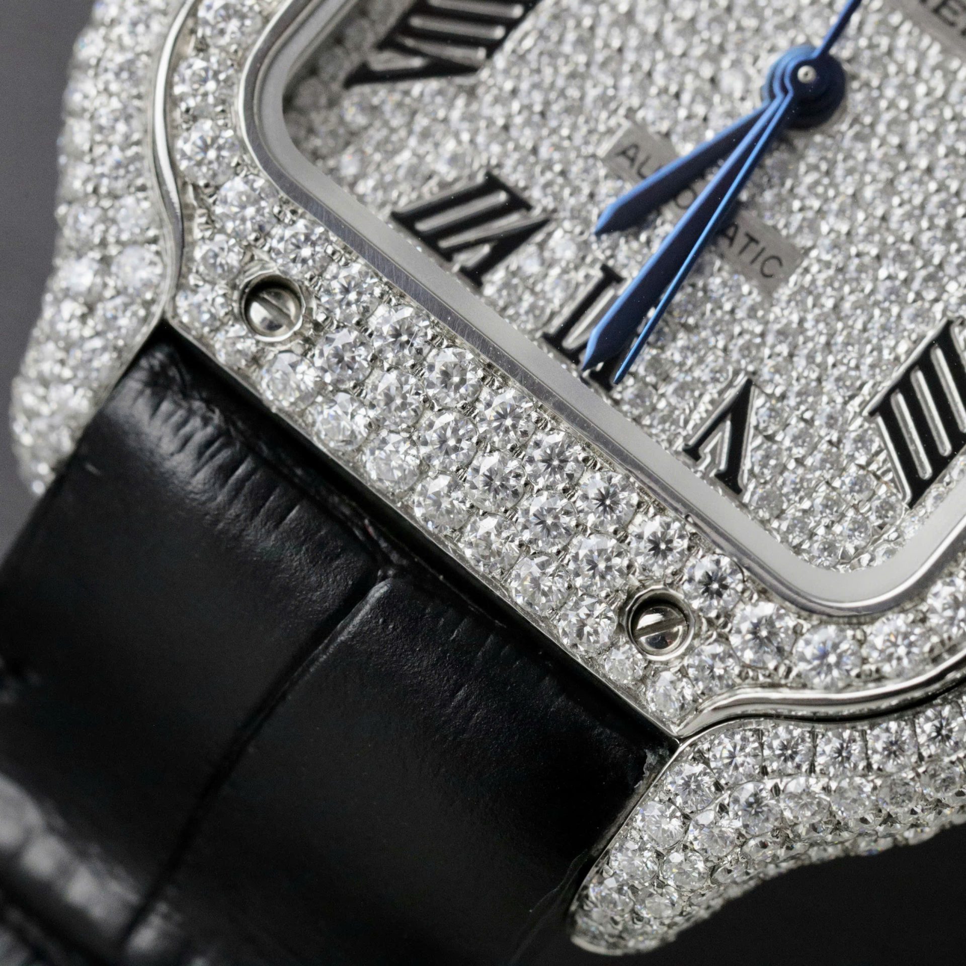 Cartier Santos Women Copies Watches Full Moissanite Diamonds Custom 35mm - Top club