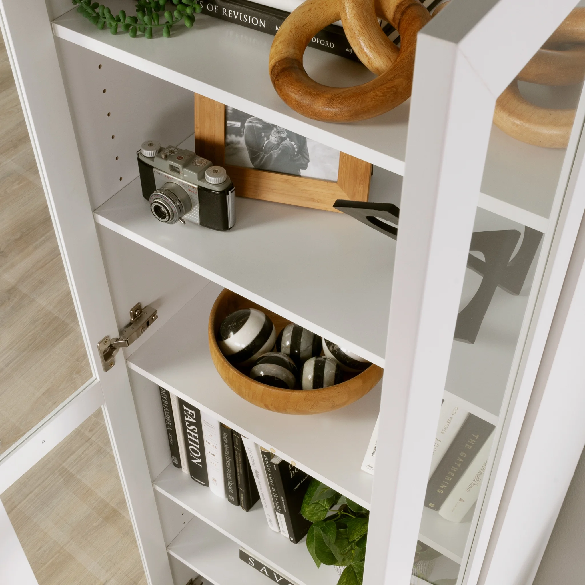 Mainstays Glass Door Storage Bookcase, Black Finish - Image 28
