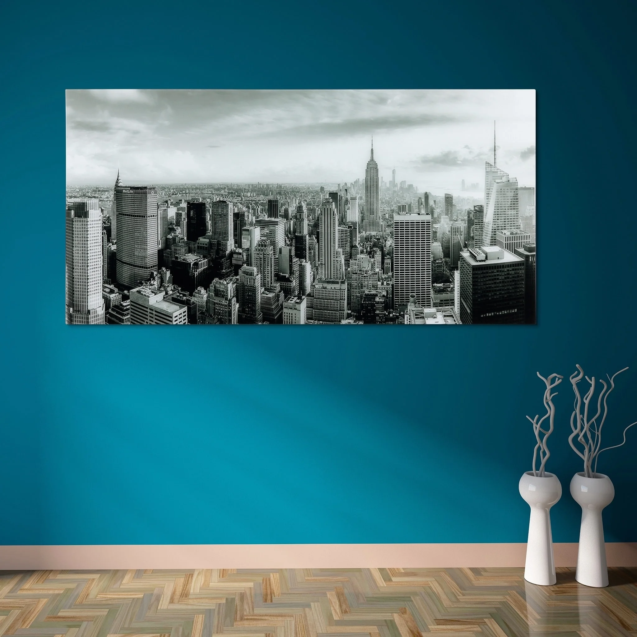 Empire Art Direct Blue Splash Frameless Free Floating Tempered Glass Panel Graphic Wall Art, 72" x 36", Ready to Hang - Image 100