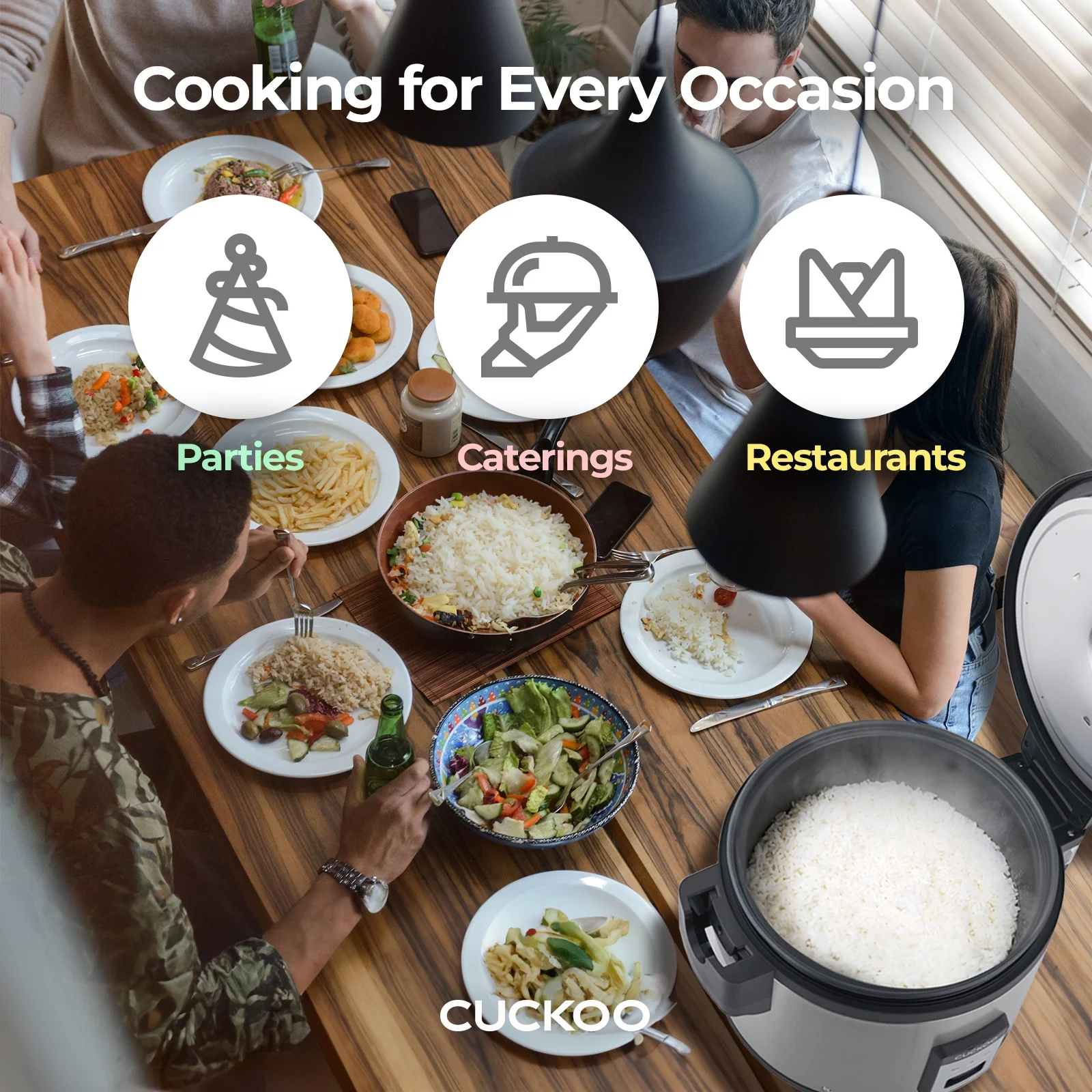 CUCKOO 60 Cups Cooked XL Rice Cooker Warmer with Nonstick Pot Easy Switch Start Silver/Black (CR-3055)