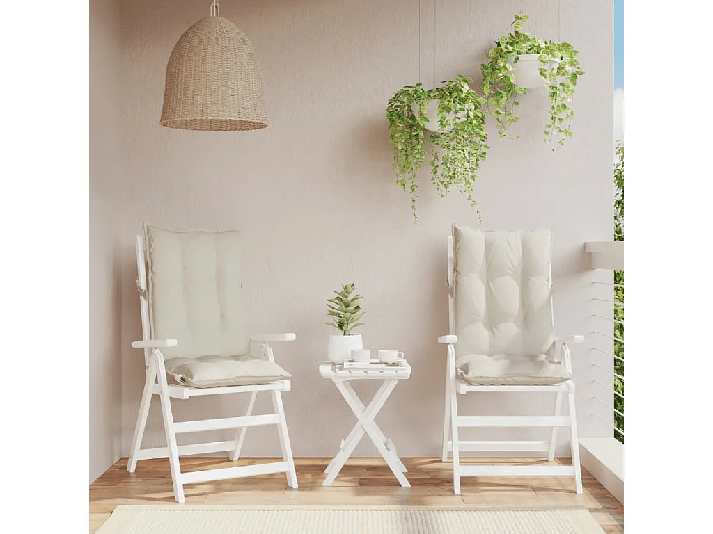 Coussins de chaise à dossier haut lot de 2 crème tissu oxford
