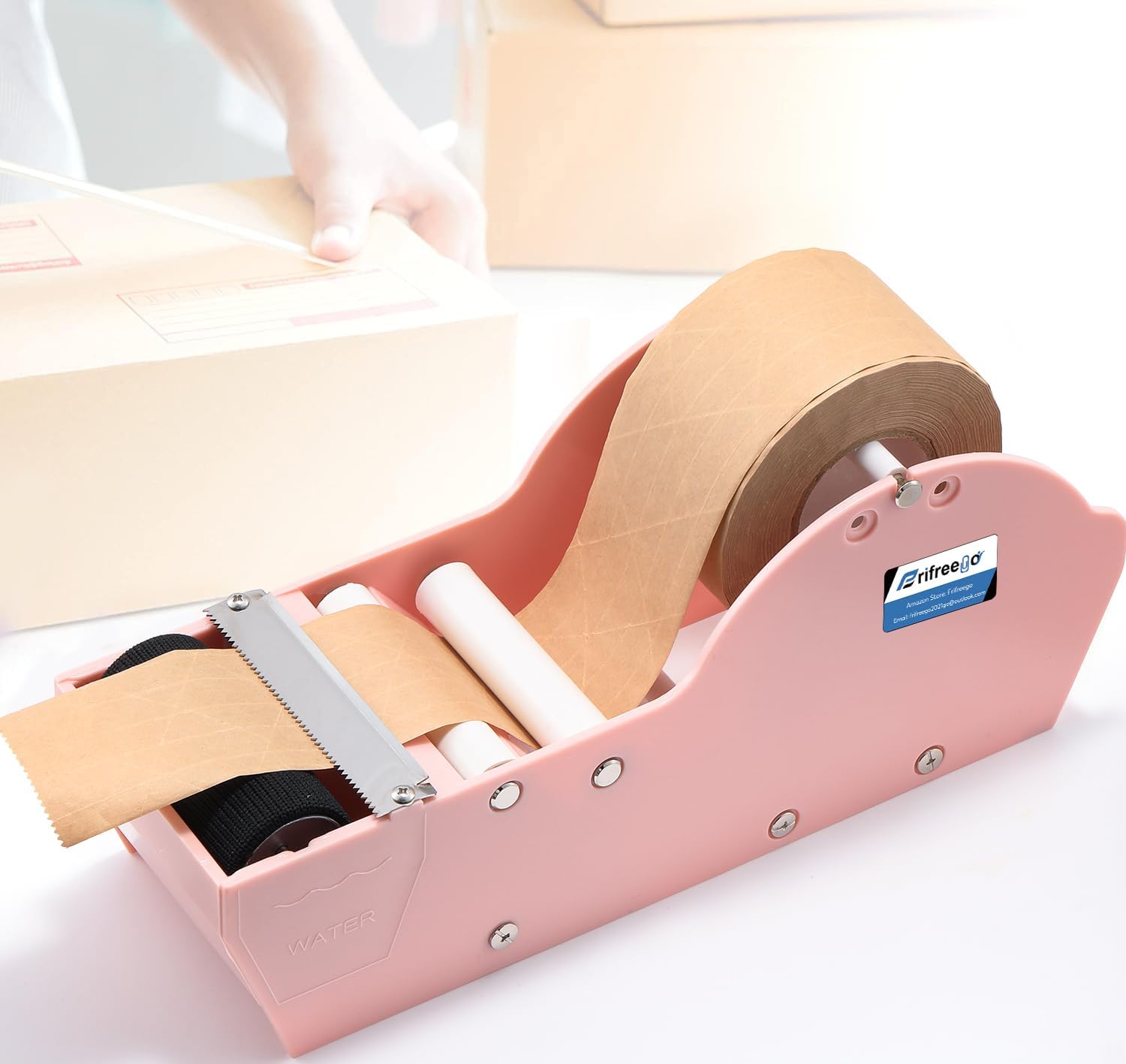 Water-Activated Tape Dispenser, Manual Kraft Gum Tape Dispenser, Width Adjustable 1.18-3.15