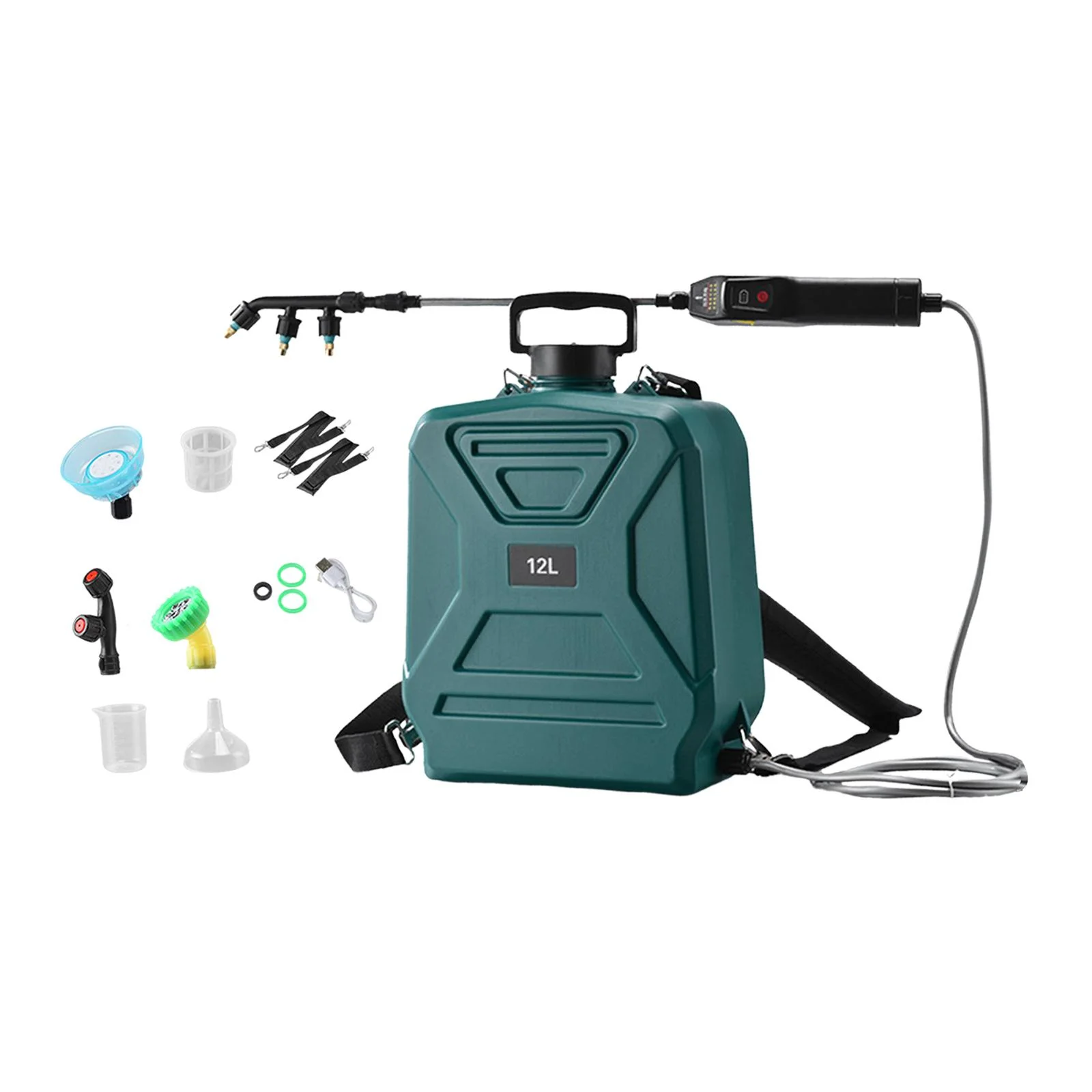 simhoa Garden Electric Sprayer 2 Spray Speed 12L Practical Comfortable Handle, Retractable Water Sprayer for Gardening Cleaning Green