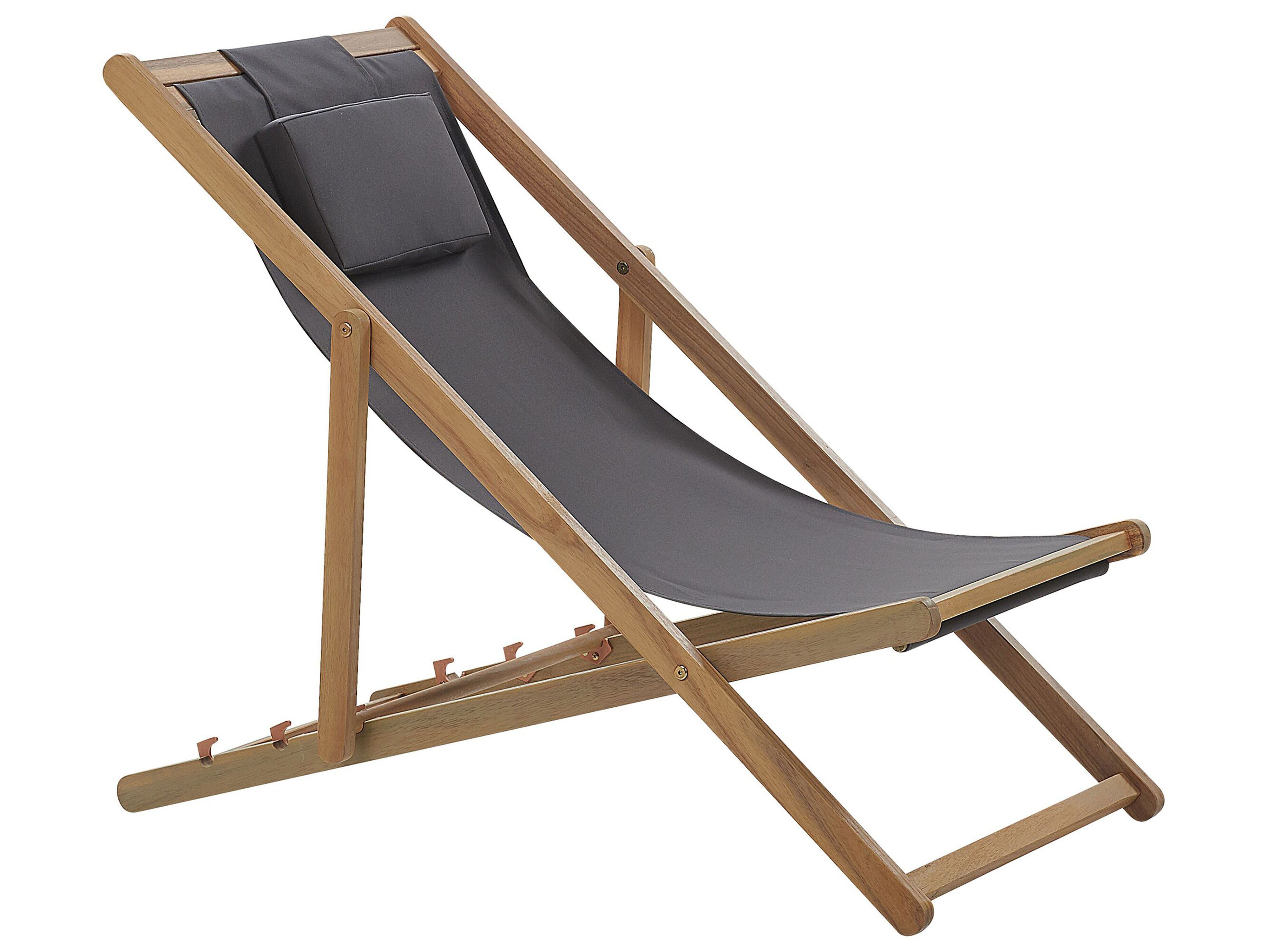 Folding Deck Chair AVELLINO Acacia Wood Grey