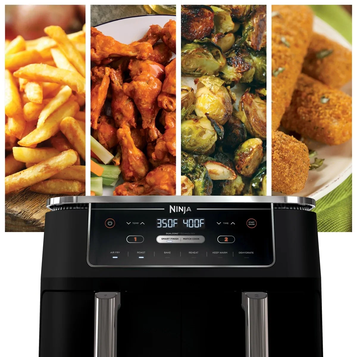 Restored Ninja R-AD300CO Foodi 6-in-1 10-qt. XL 2-Basket Air Fryer with DualZone Technology, Black (Refurbished) - Image 6