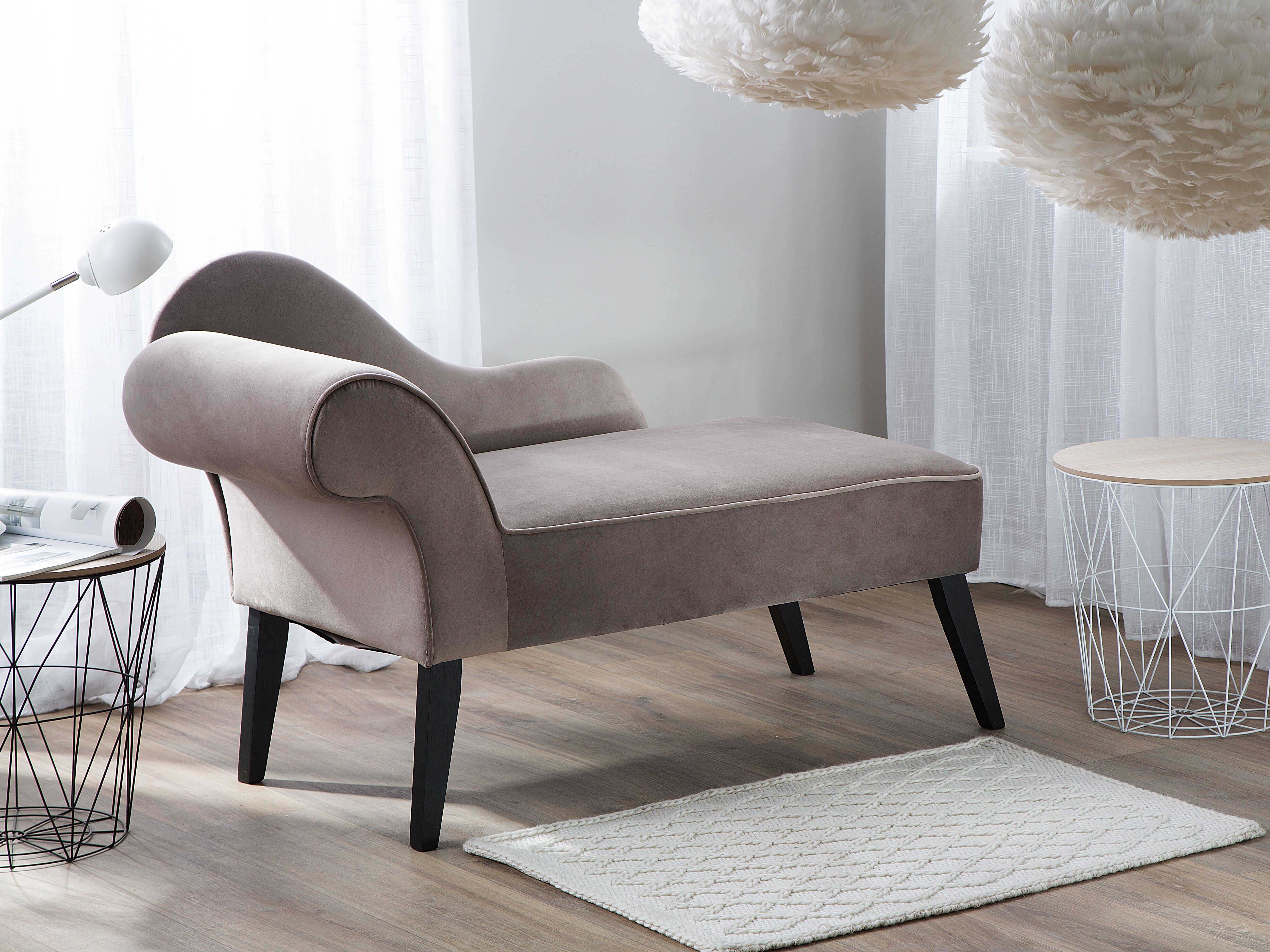 Left-Hand Chaise Lounge BIARRITZ Velvet Taupe
