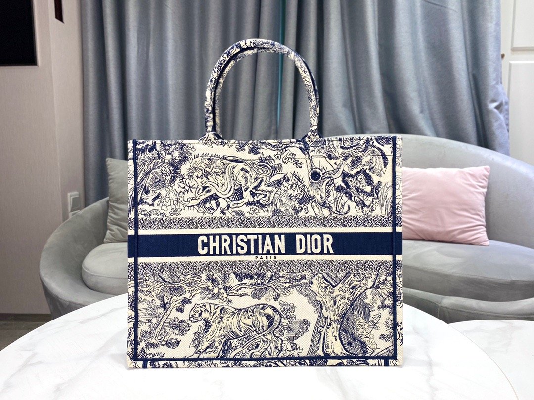 Christian Dior Large Dior Book Tote Blue Multicolor, For Women, Women’s Handbags 16.5in/42cm CD