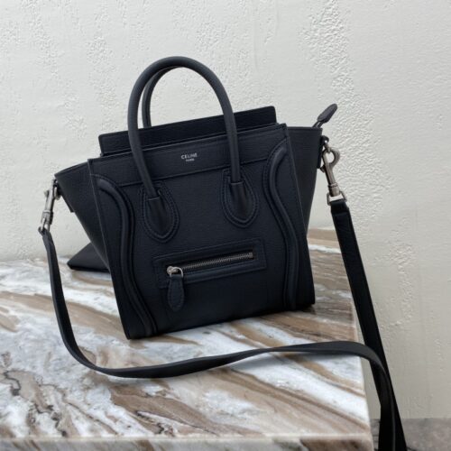 Celine Nano Luggage Bag In Drummed Brown For Women 8in/20cm 