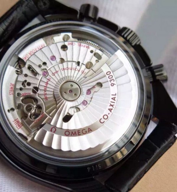 Replica Omega Speedmaster Moonwatch Co-Axial Chronograph Pitch Black Leather A9300 - Top club