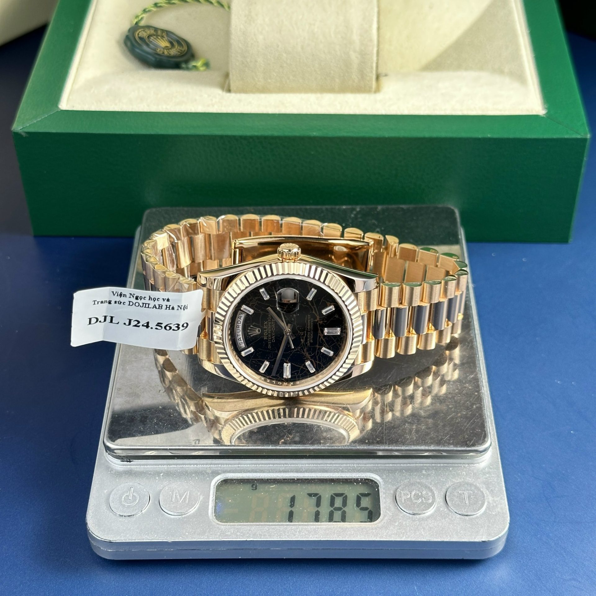 Rolex Best Replica Watch Day-Date 228235 Eisenkiesel Dial 18K Gold Wrapped GMF 40mm - Elite Watch Atelier