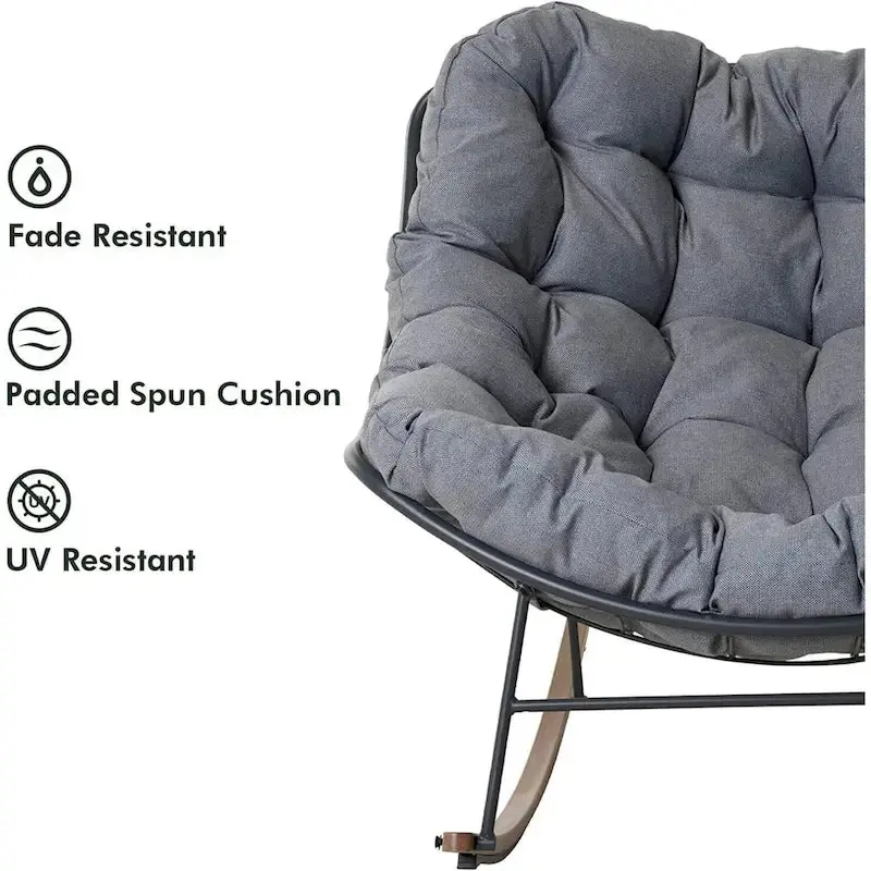 Oversized Indoor/Outdoor Rocking Egg Chair With Cushioned Upholstery - Image 7 Oversized Indoor/Outdoor Rocking Egg Chair With Cushioned Upholstery - Image 7