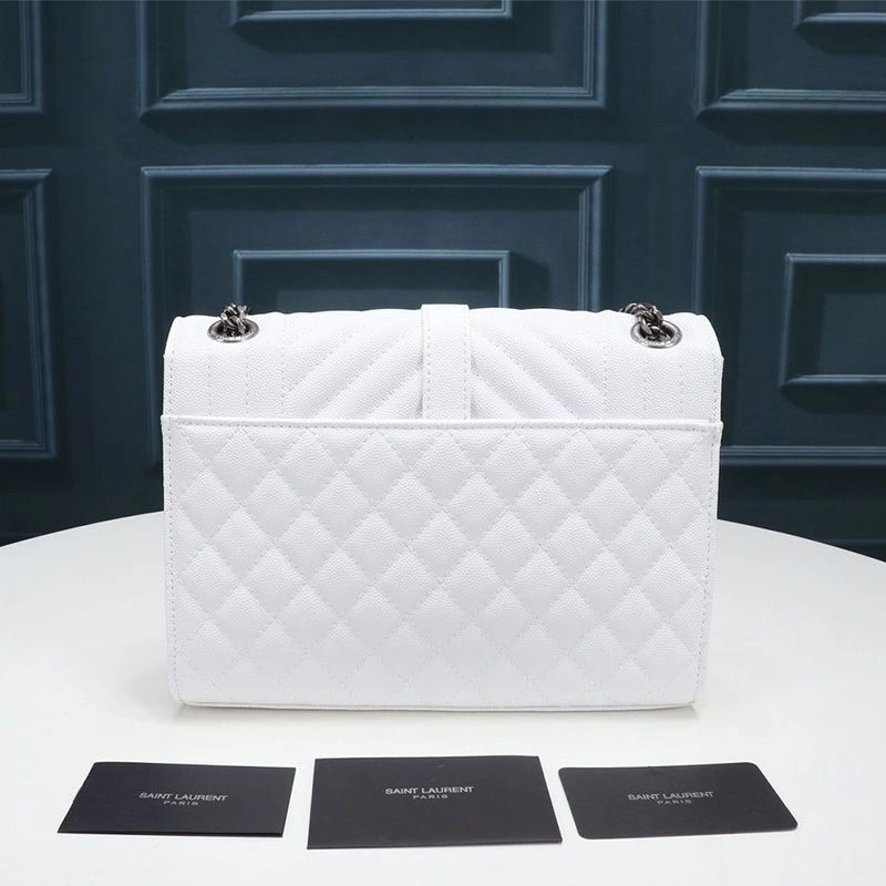 Saint Laurent Medium Envelope Chain Bag In Mixed Grained Matelasse Leather White Silver - Zealreplica ru | Zealreplicaru.com1:1High-quality replica